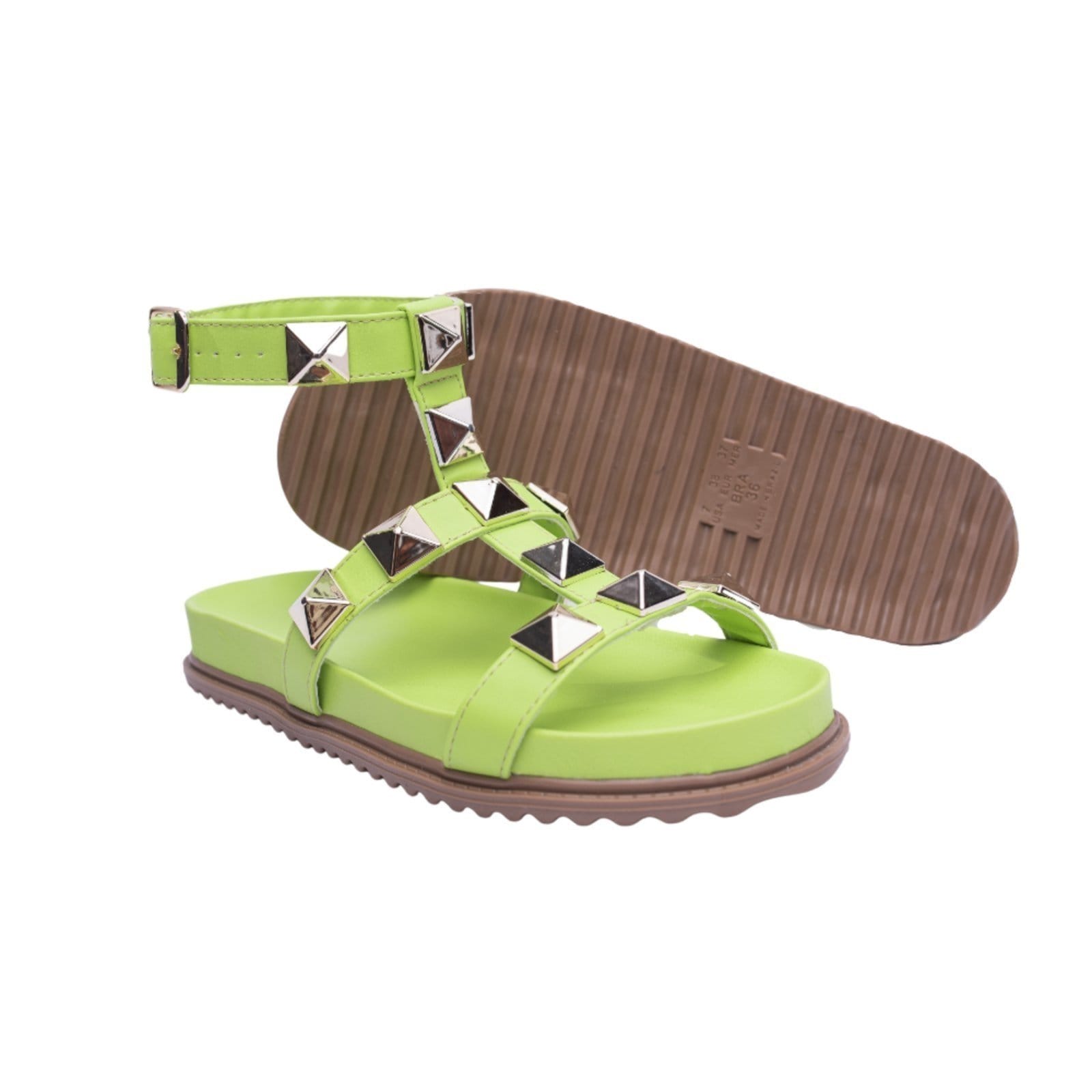 Vista 2 Sandalia Papete Rasteira Feminina Lima Piramide TELLINI STORE verde