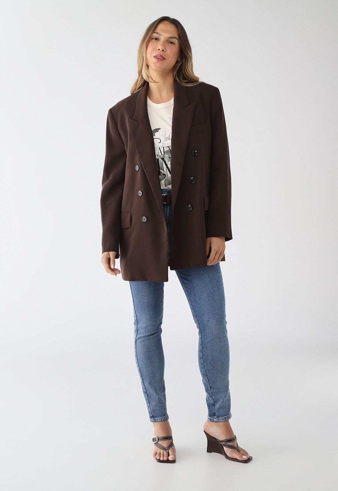 Vista 2 Calça Jeans Feminina Colcci Cintura Alta Médio Colcci azul