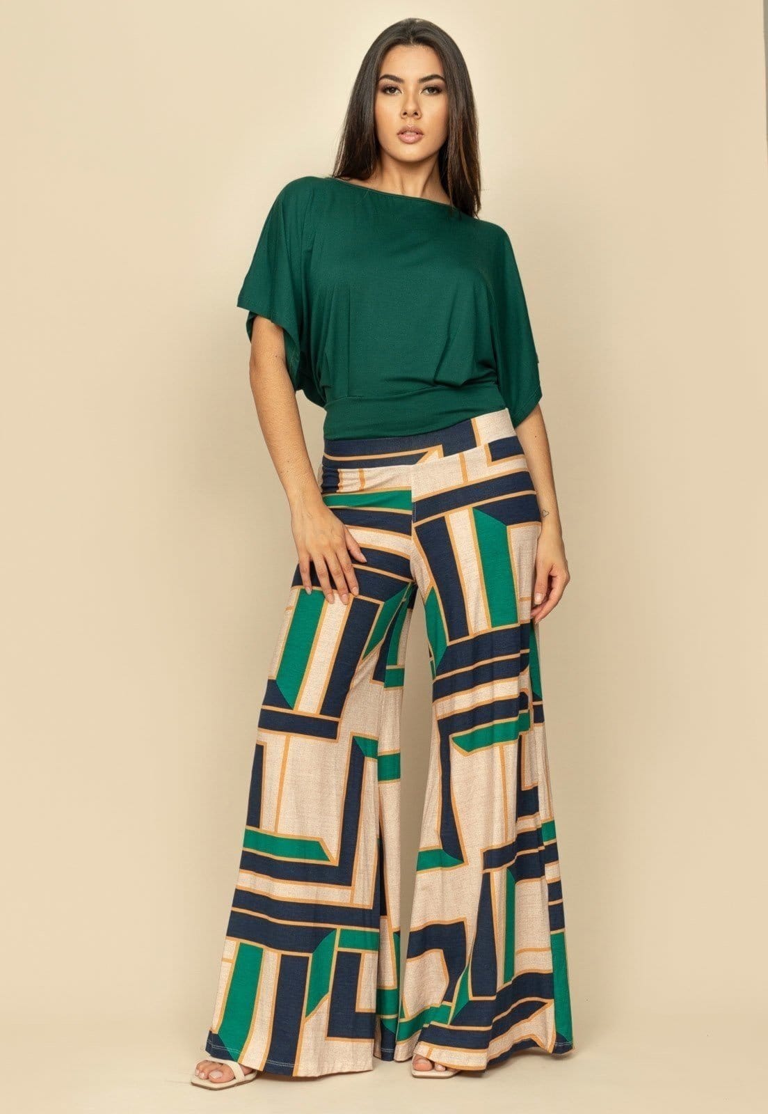 Calça Pantalona Granja Malha Estampa Chapada de Areia - 2