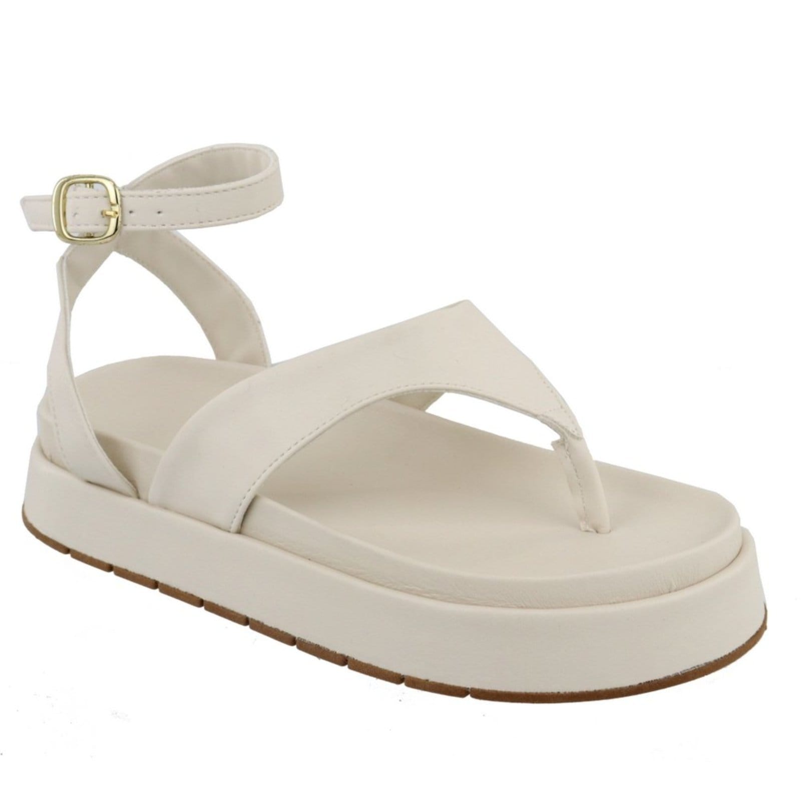 Sandália Papete Plataforma Sola Alta Off White