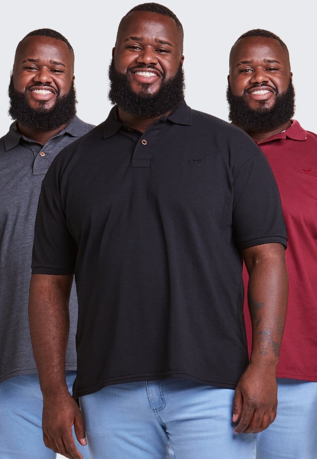 Kit 3 Camisa Polo Masculina Algodão Plus Size Daze Modas Chumbo e
