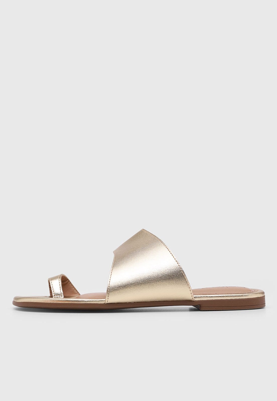 Rasteira Feminina Beira Rio Metalizada Dourada