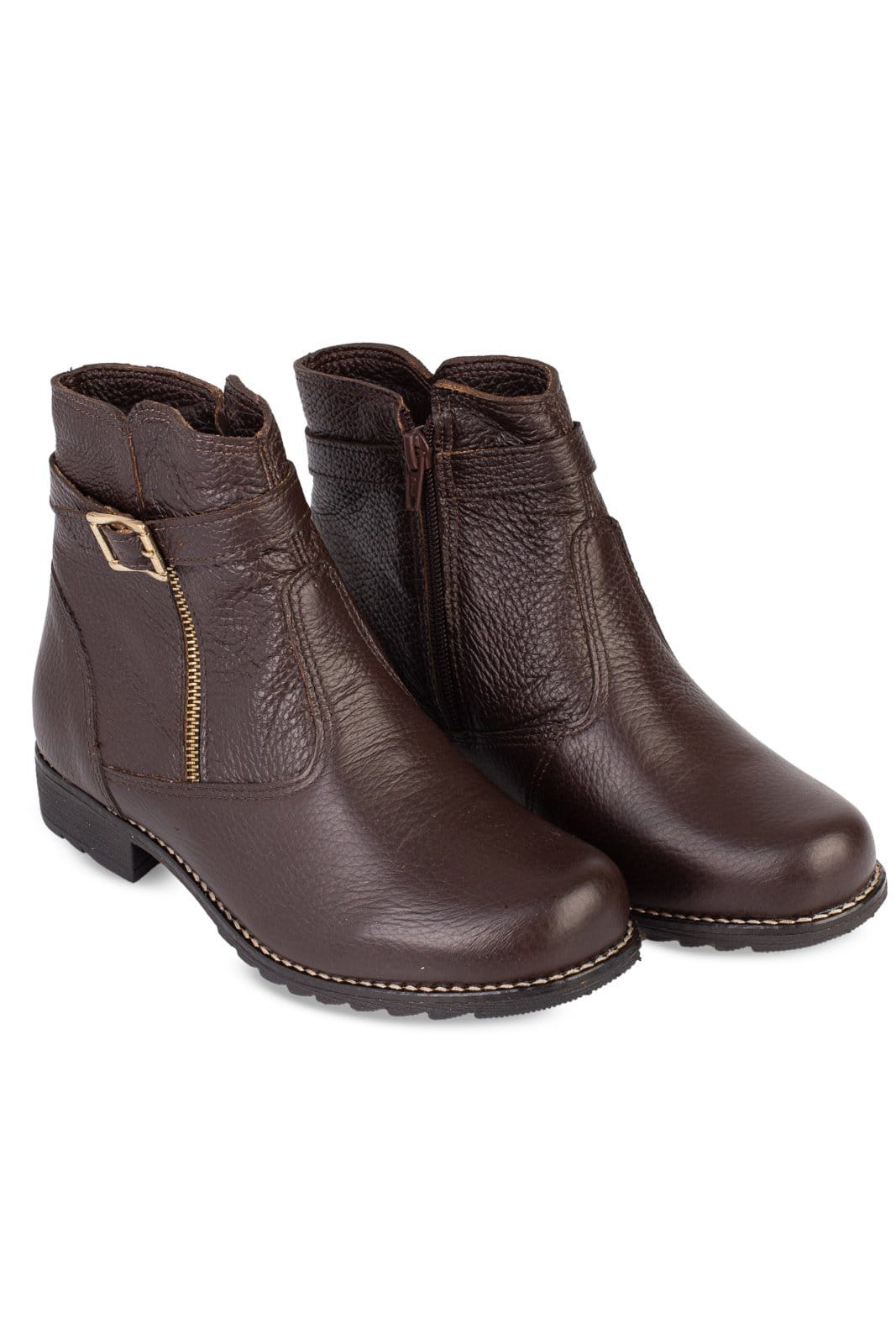 Vista 2 Bota Andrea Vinci cano curto em couro com fivela 7602 Andrea Vinci café