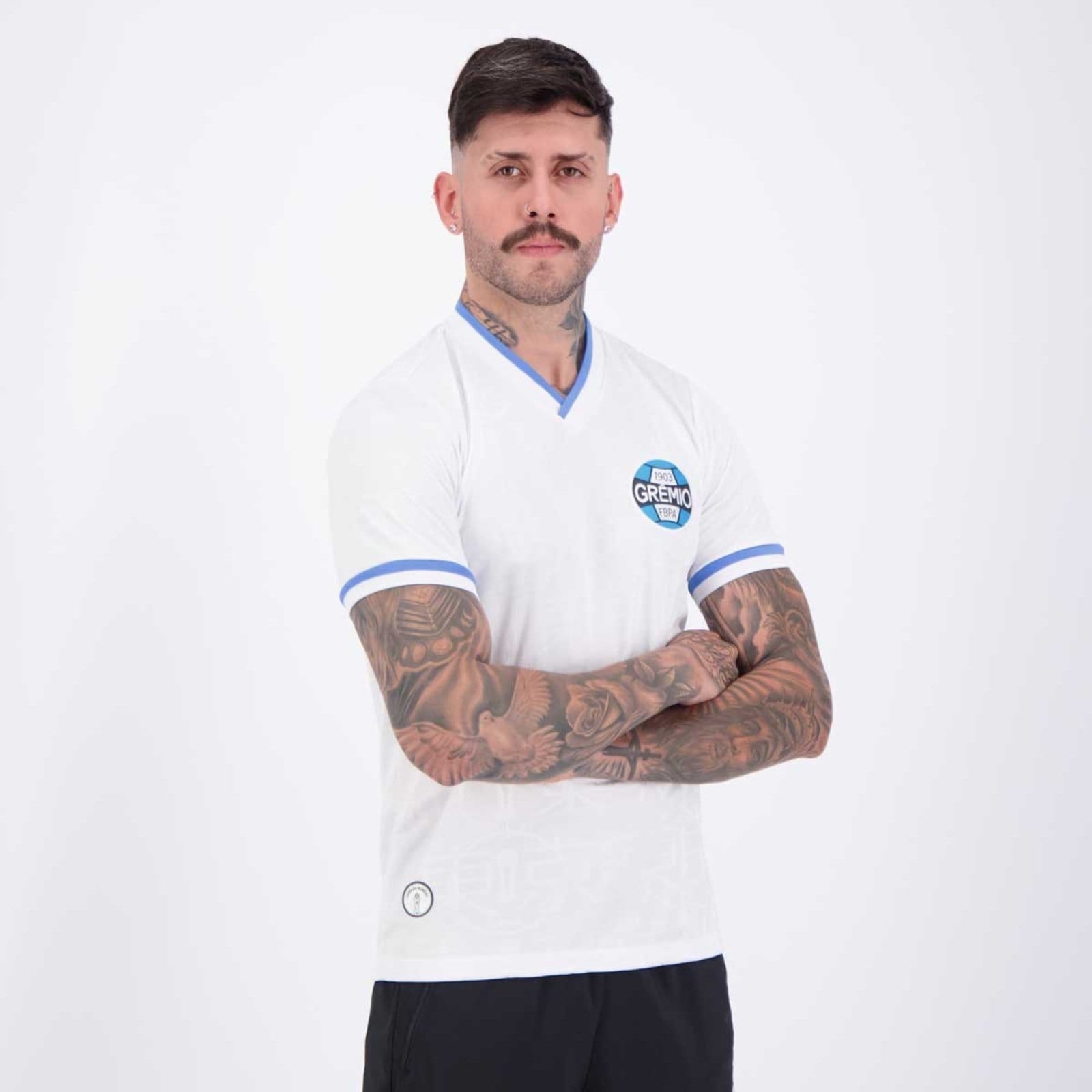 Vista 2 Camisa Grêmio Retrô Tokyo 1983 Branca Retrômania branco