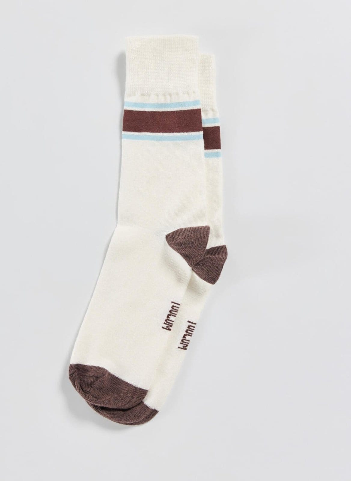 Meia Off-White Listra Marrom