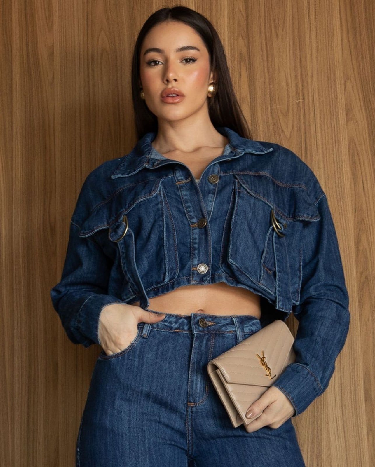 Jaqueta Over Feminina Cropped 24650 Escura