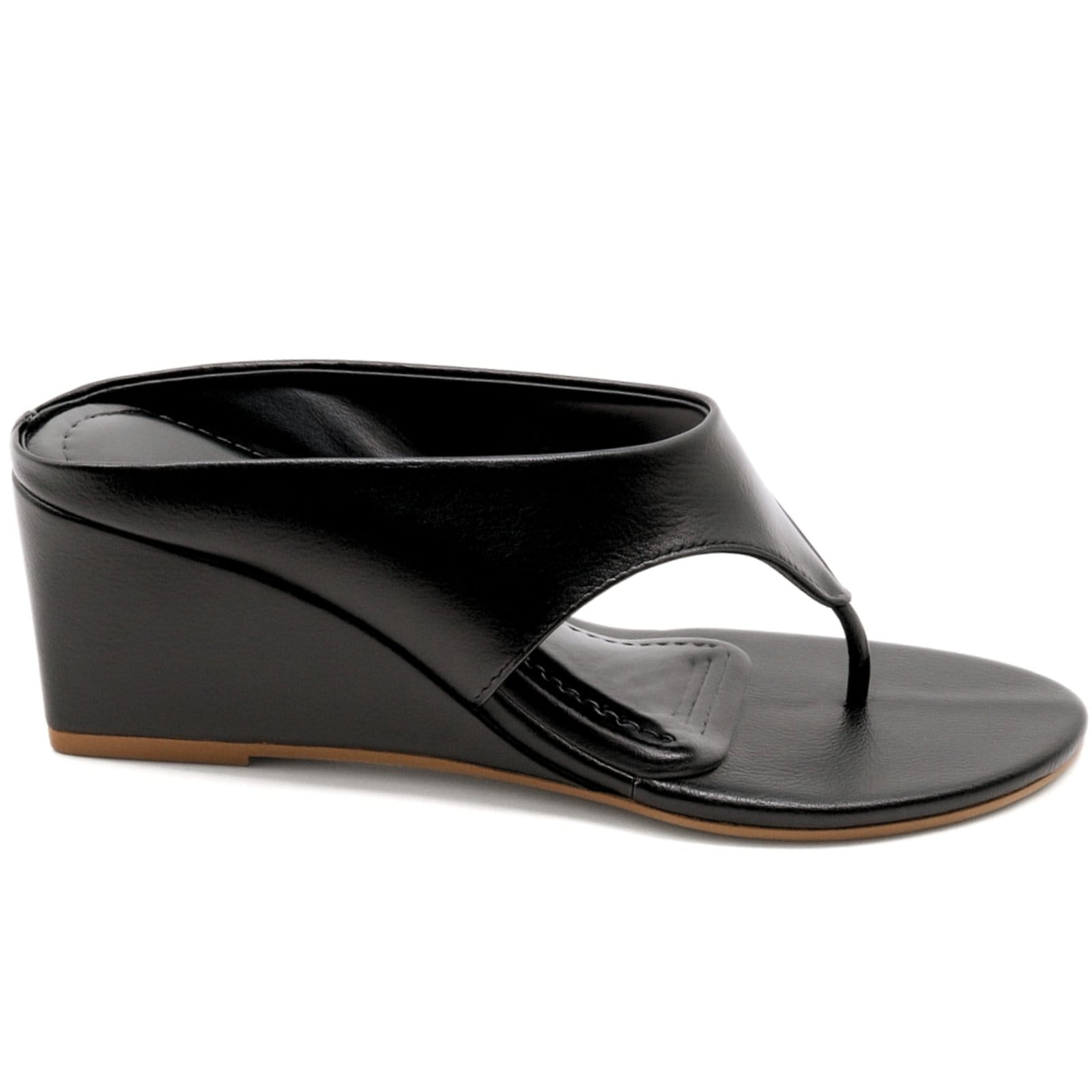 Vista 2 Tamanco de Dedo Salto Médio Sandália Asa Delta Anabela Estilosa Preta 350 Flor da Pele preto