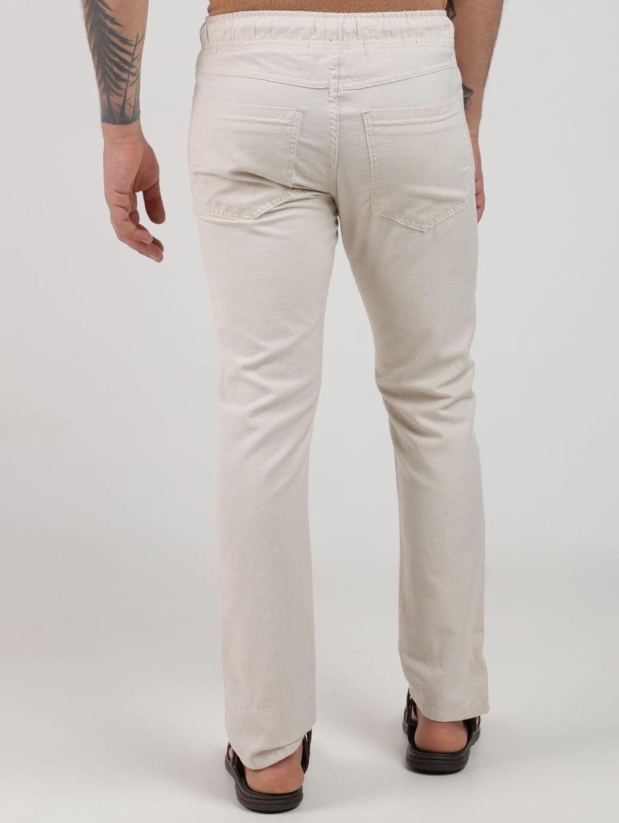 Vista 2 Calça Linho Eletrón Masculina NATURAL Elétron bege natural