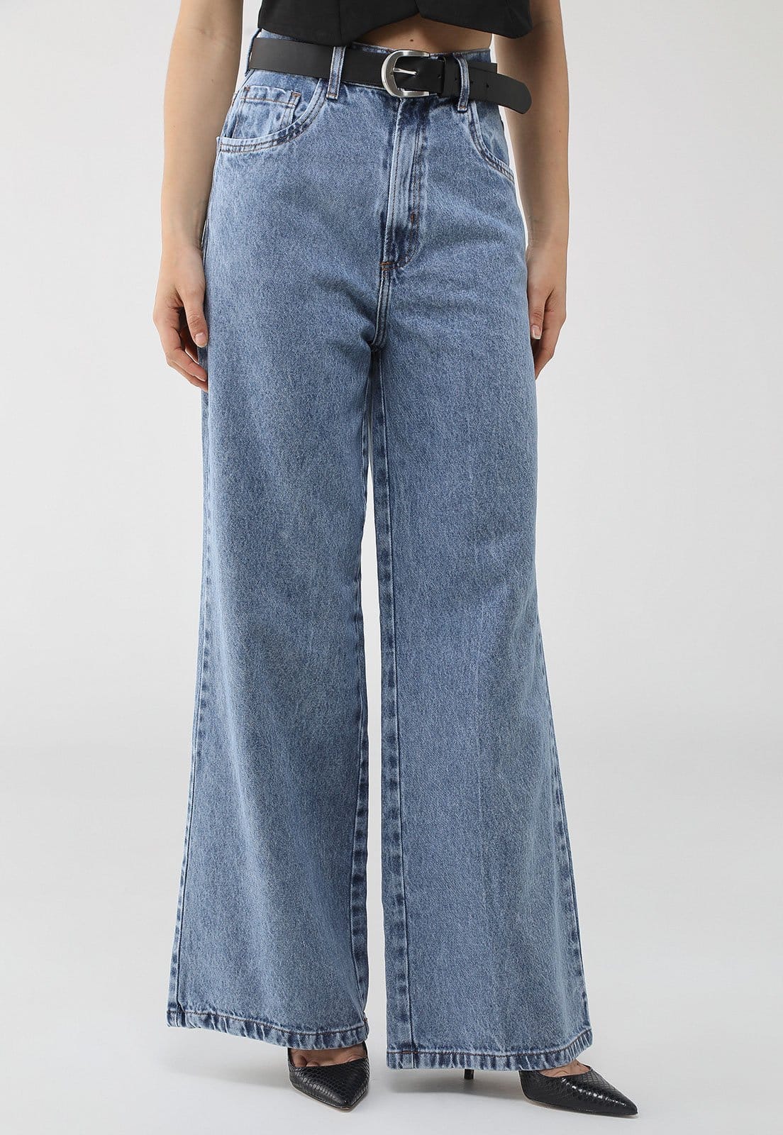 Calça Jeans Lança Perfume Wide Leg Pocket