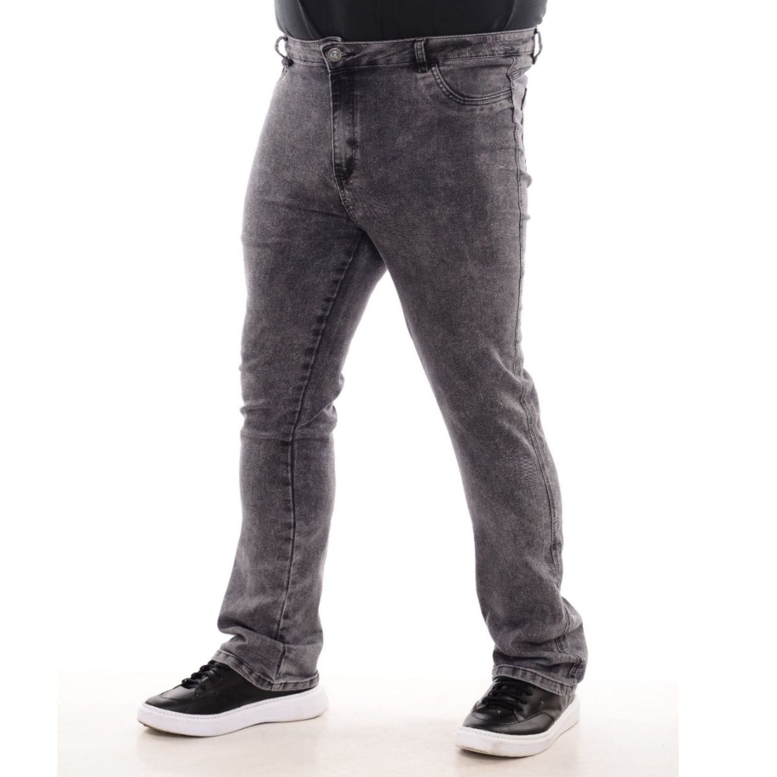 Vista 2 Calça Masculina Plus Size Alleppo Jeans Marmorizada Alleppo Jeans cinza/grafite/preto