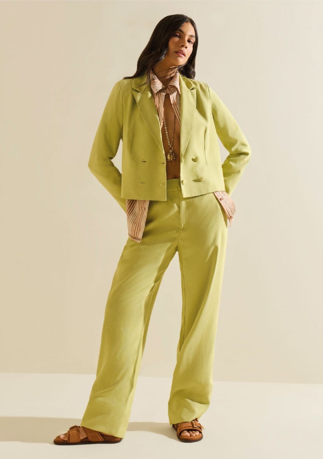 Calça Morena Rosa Reta Alta Verde