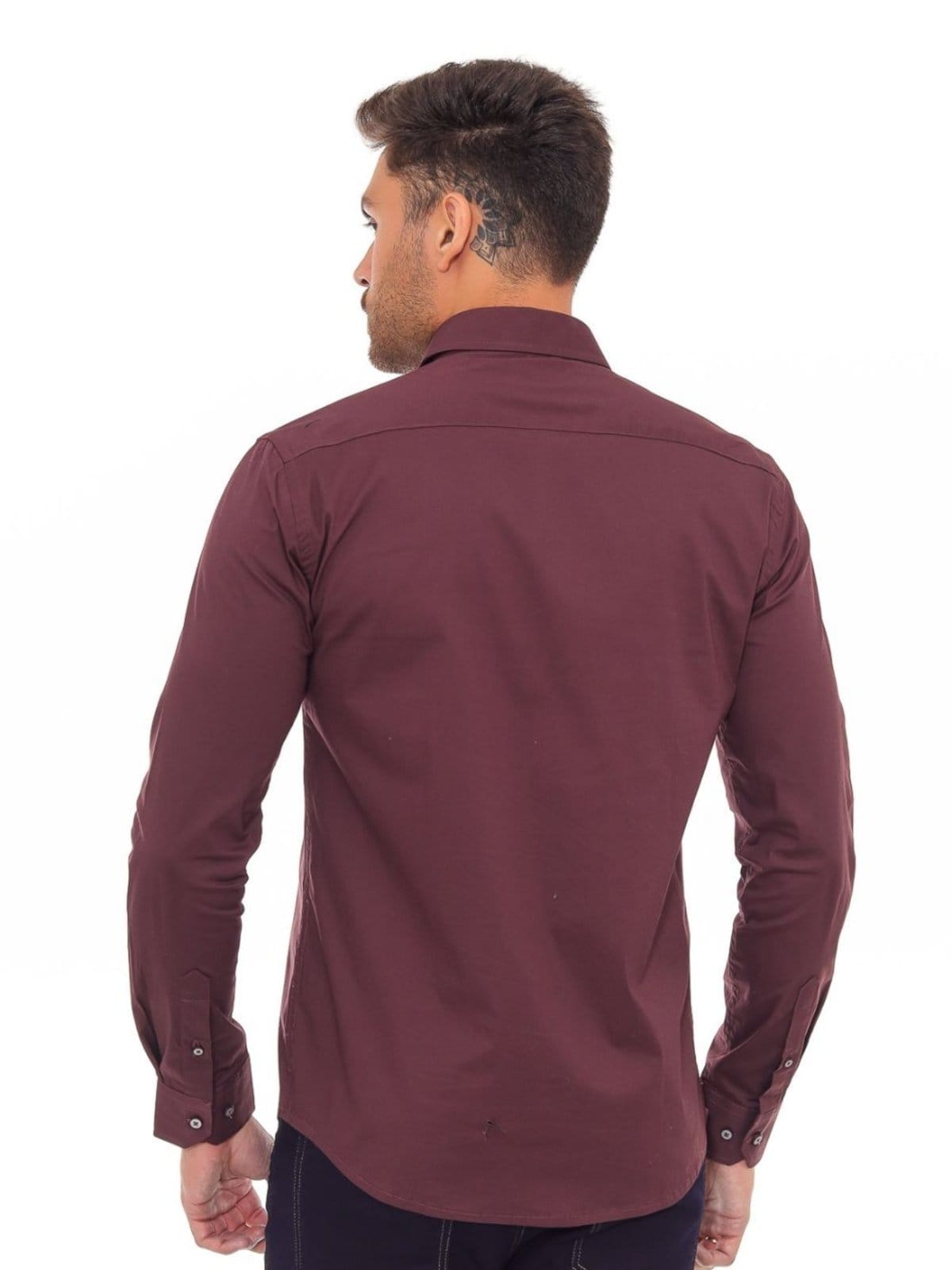 Vista 2 Camisa Masculina Fit Social Manga Longa - 49242 Crocker vinho