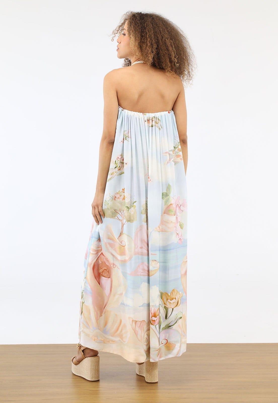 Vista 2 Vestido Longo Feminino Farm Tomara que Caia Estampa Artística FARM azul