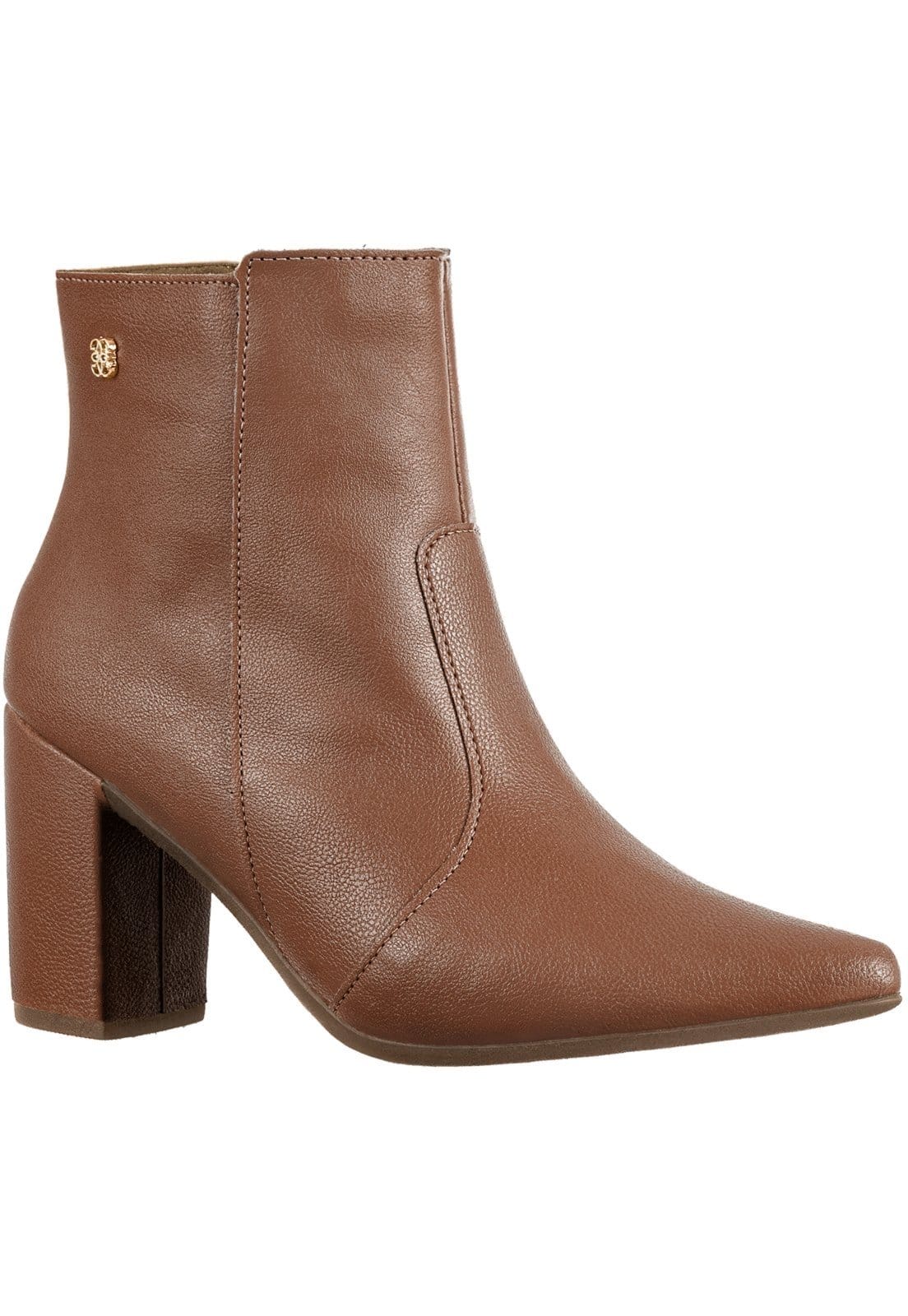 Vista 2 Bota Bico Fino GiGil Salto Alto Zíper Napa Gigil caramelo/marrom