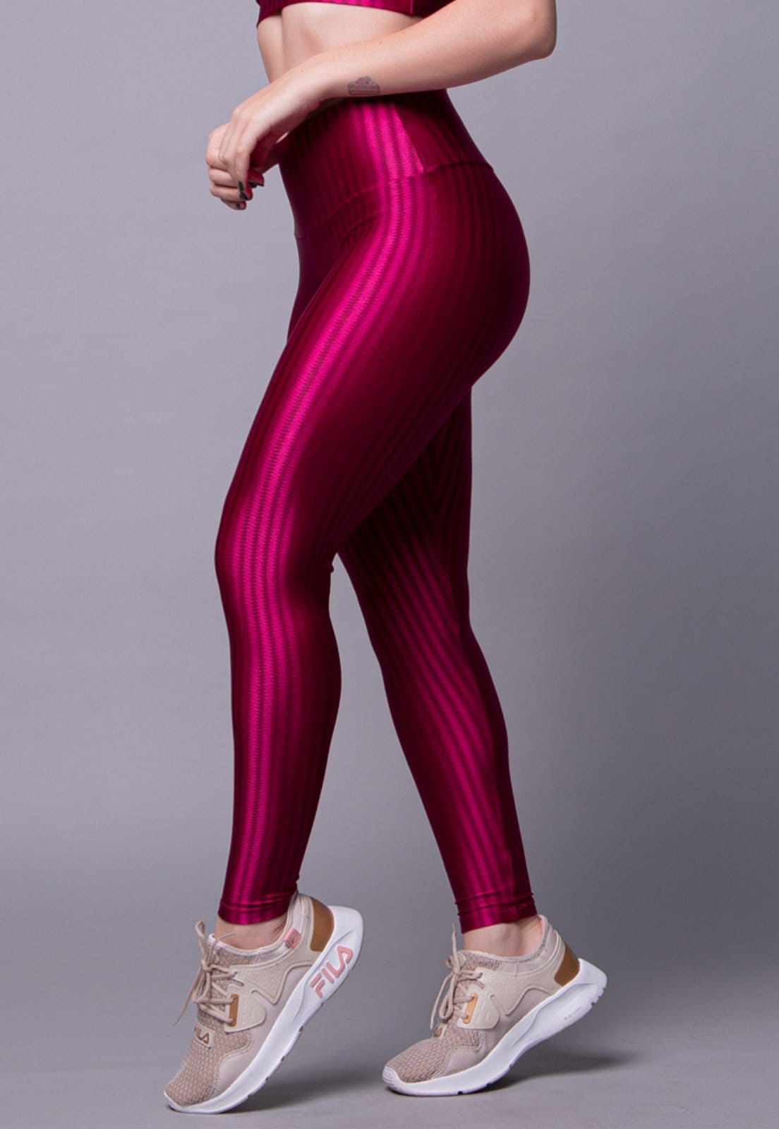 Vista 2 Calça Legging Feminina New Zig 3d Poliamida Escuro SERRA E MAR MODAS rosa