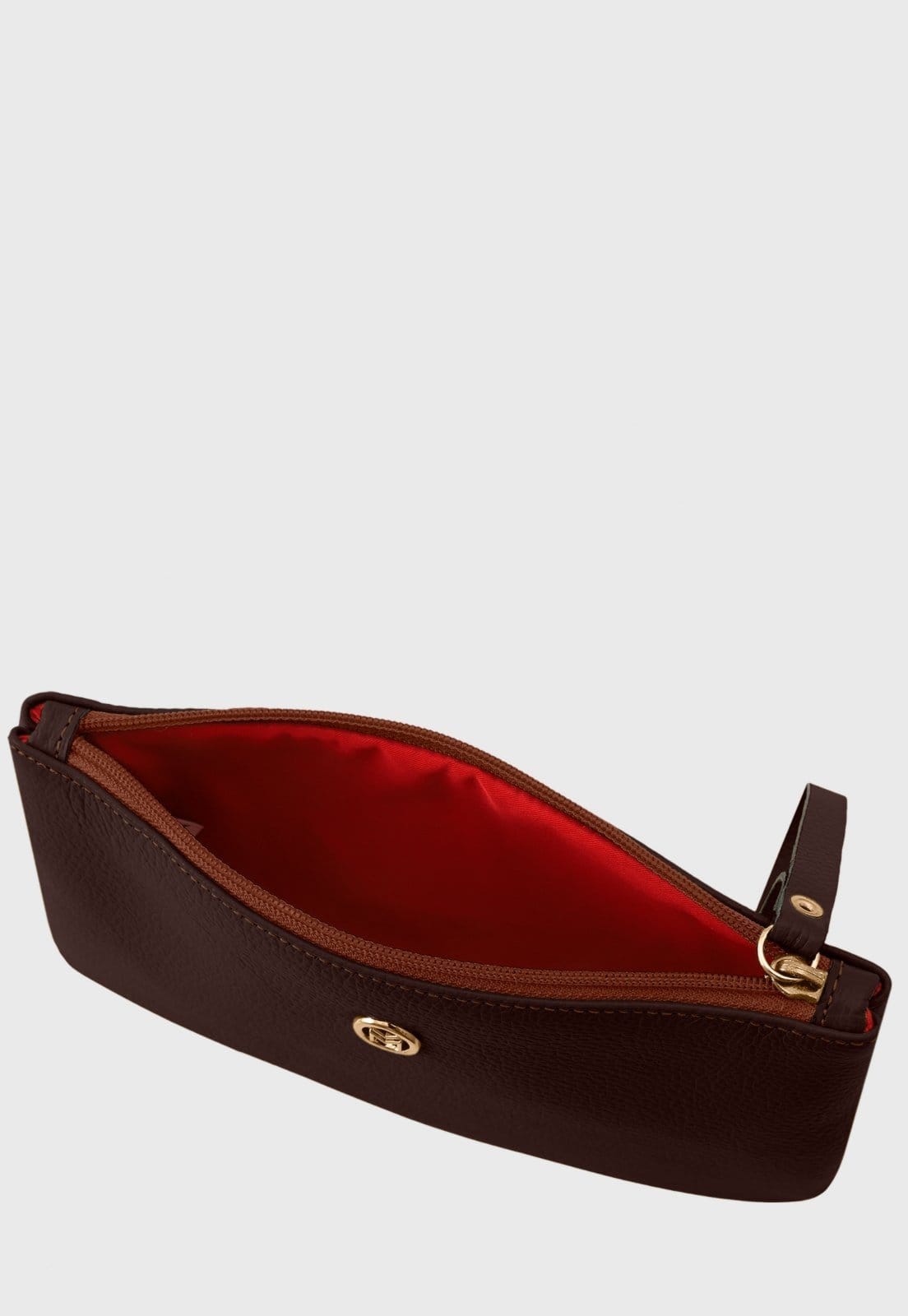 Vista 2 Bolsa Carteira Clutch Couro Mariart Cambará Chocolate Mariart marrom