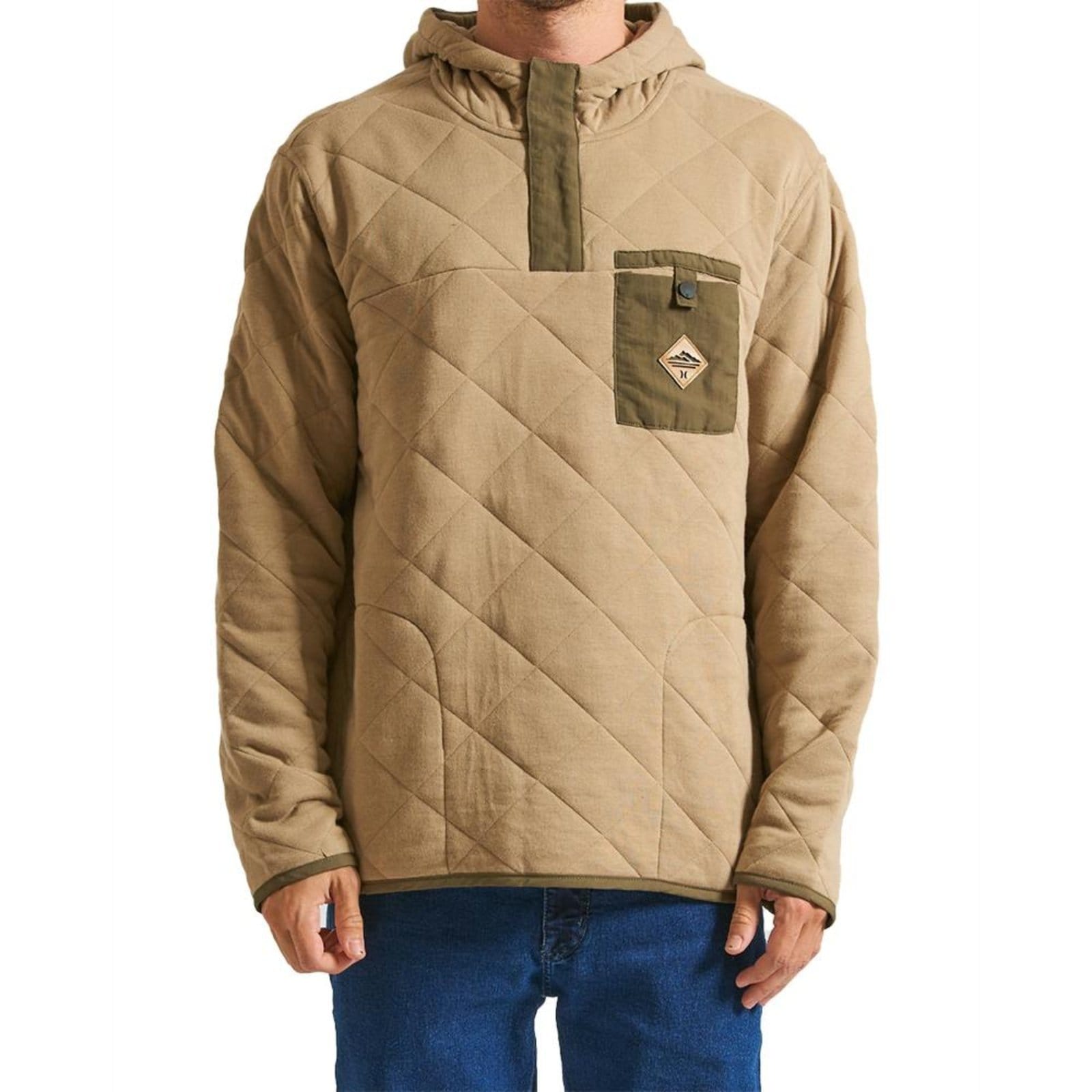 Blusa Hurley Russel 1/4 Snap Fleece PO WT24 Masculina Caqui