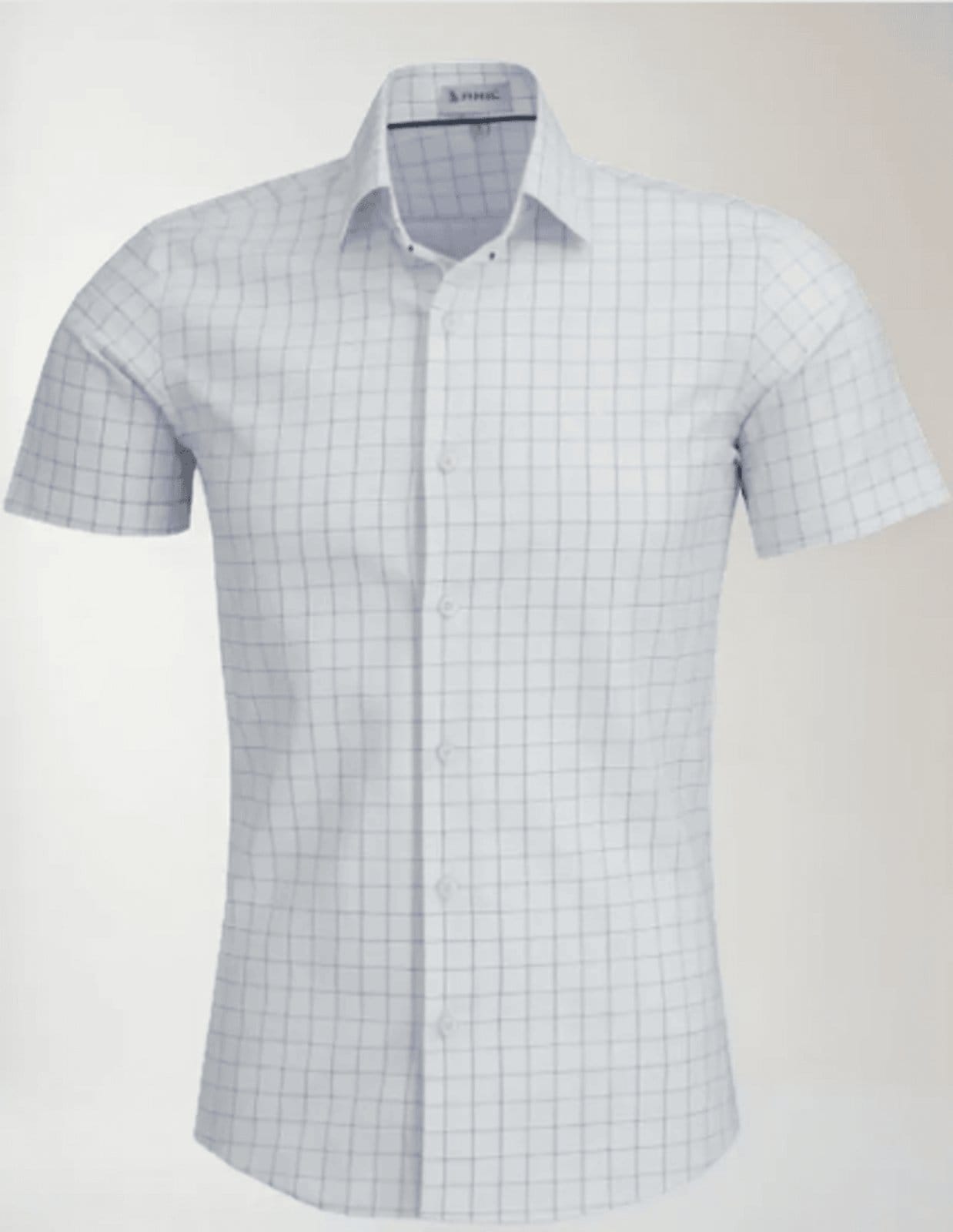 Camisa Social Amil Slim Xadrez Medit Misto Com Elastano Manga Curta Luxo Cor01