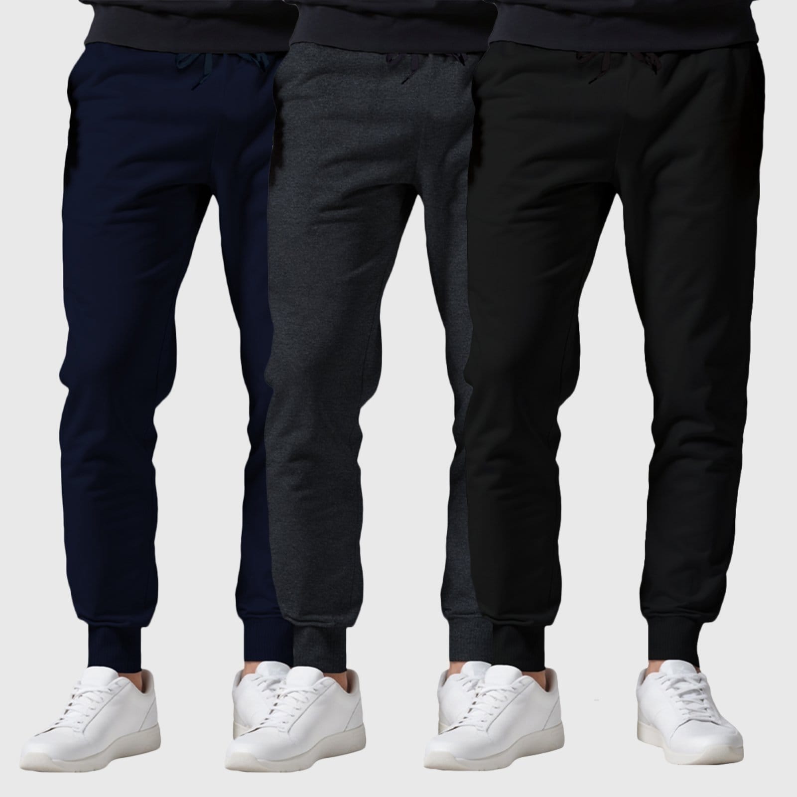 Vista principal Kit 3 Calças Moletom Flanelado Masculino Lisas Benellys Chumbo Marinho Benellys preto