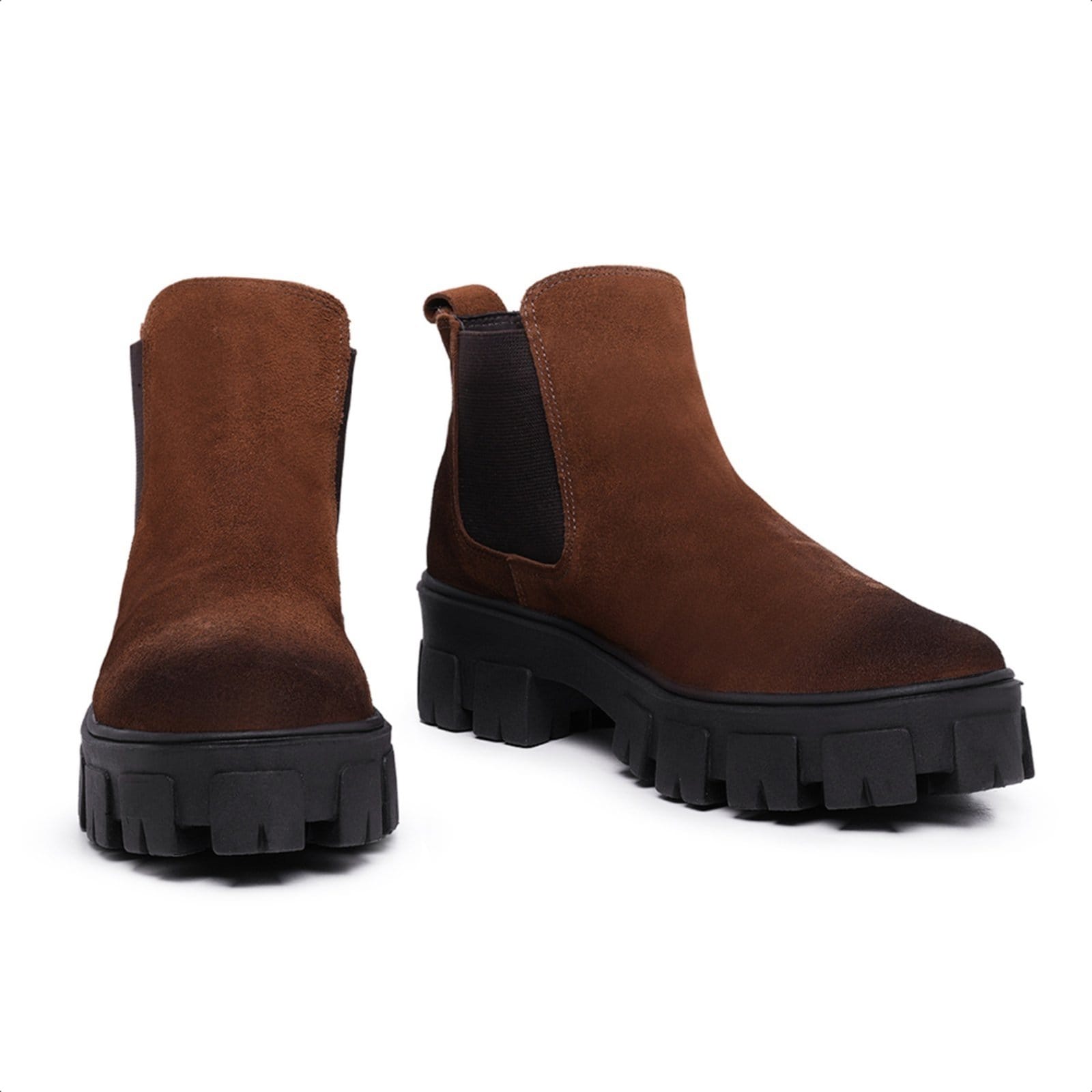 Vista 2 Bota Chelsea Feminina em Couro e Sola Tratorada 24788fM Malbork marrom