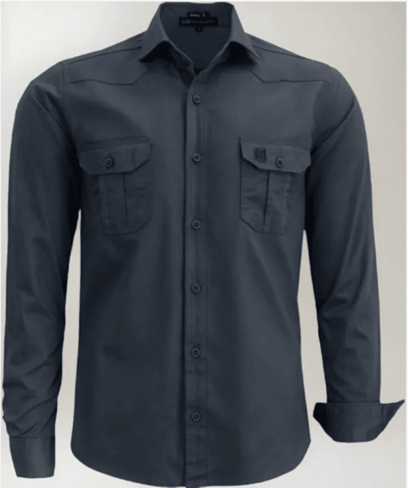 Camisa Estilo Militar Amil Slim Scorpion 2 Bolsos Manga Longa Luxo Chumbo