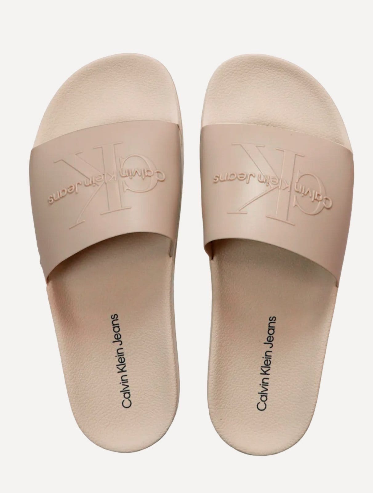 Vista 2 Chinelo Calvin Klein Jeans Slide Logo Issue Médio Calvin Klein cáqui