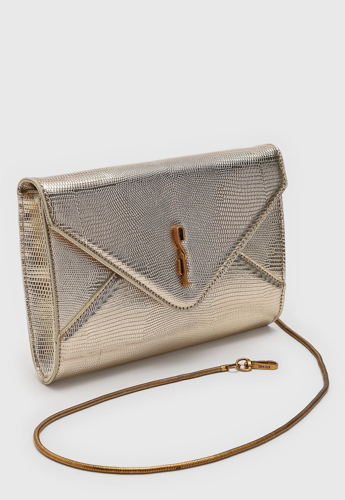 Vista 2 Clutch Transversal Santa Lolla Alça Corrente Dourada Santa Lolla dourado