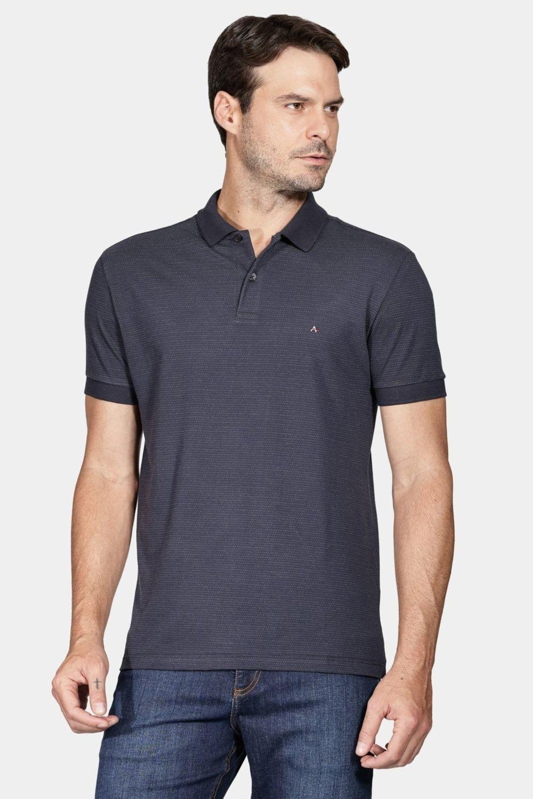 Vista principal Polo Aramis Manga Curta Malha Pontilhada Marinho Aramis incolor