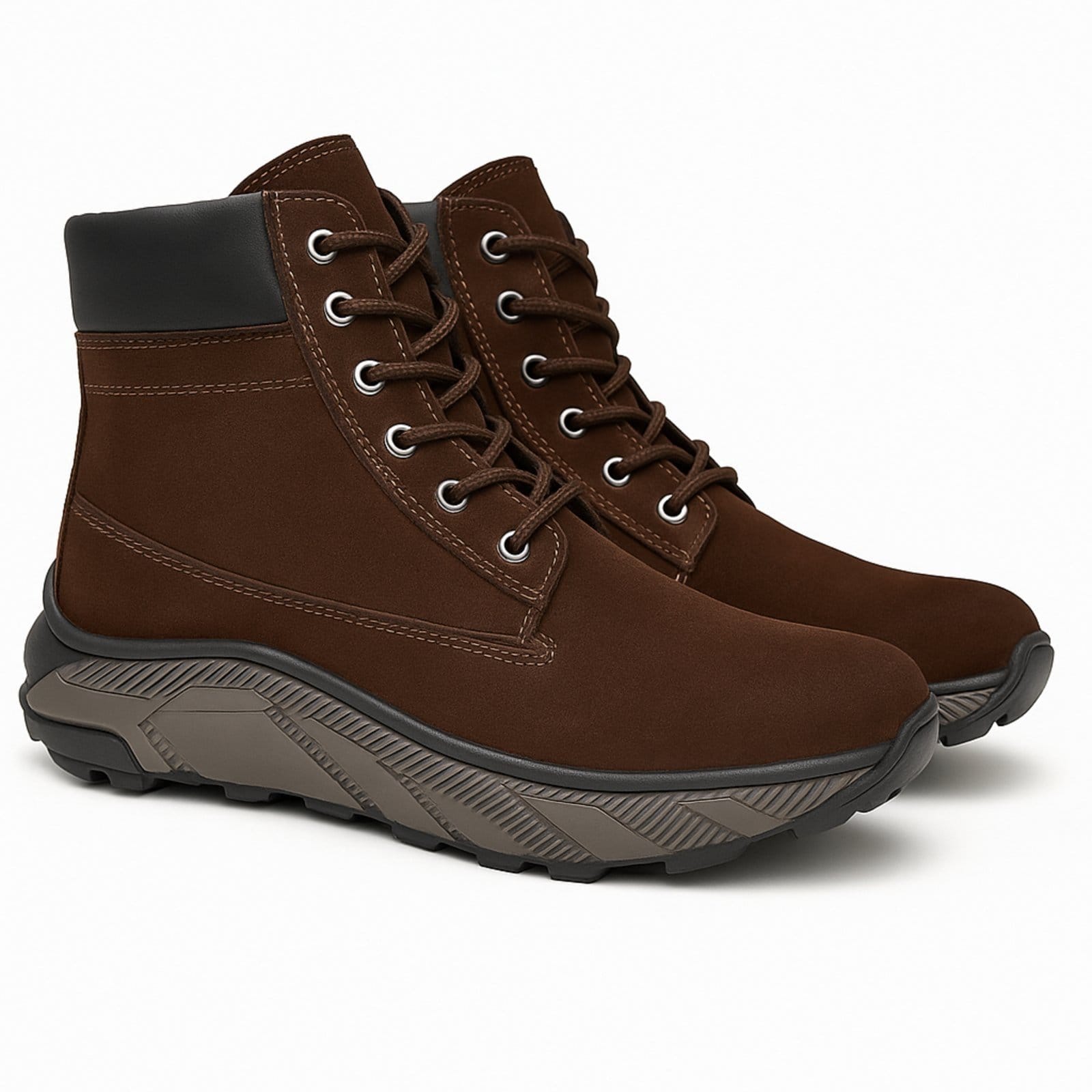 Coturno Sapatofran Couro Cano Alto Antiderrapante Conforto Café