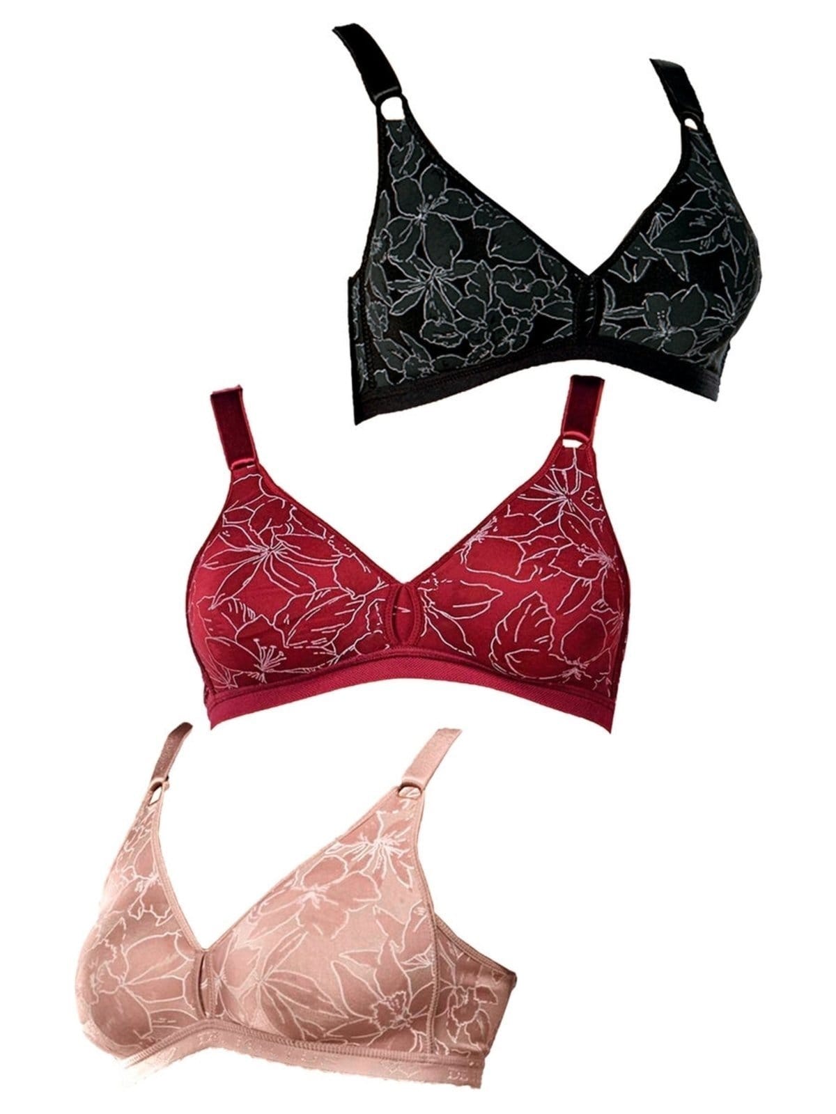 Vista principal Kit com 3 Sutiãs Sustentação Olimpo Anizete Demillus 61741 Taça B Demillus preto