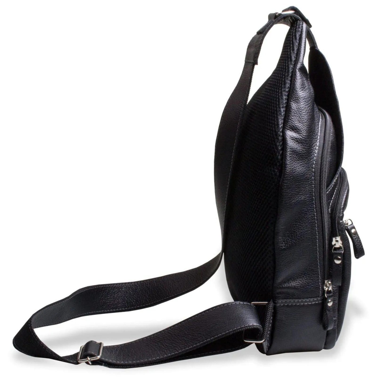 Vista 2 Mochila Transversal em Couro Artlux Artlux preto
