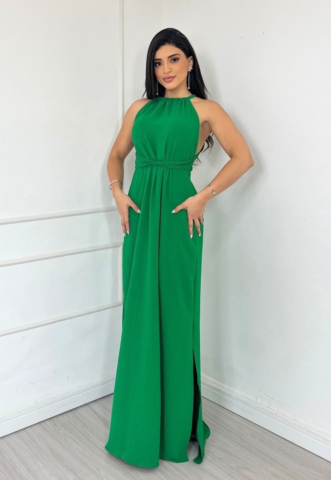 Vestido Longo Frente Única Amarração Esther