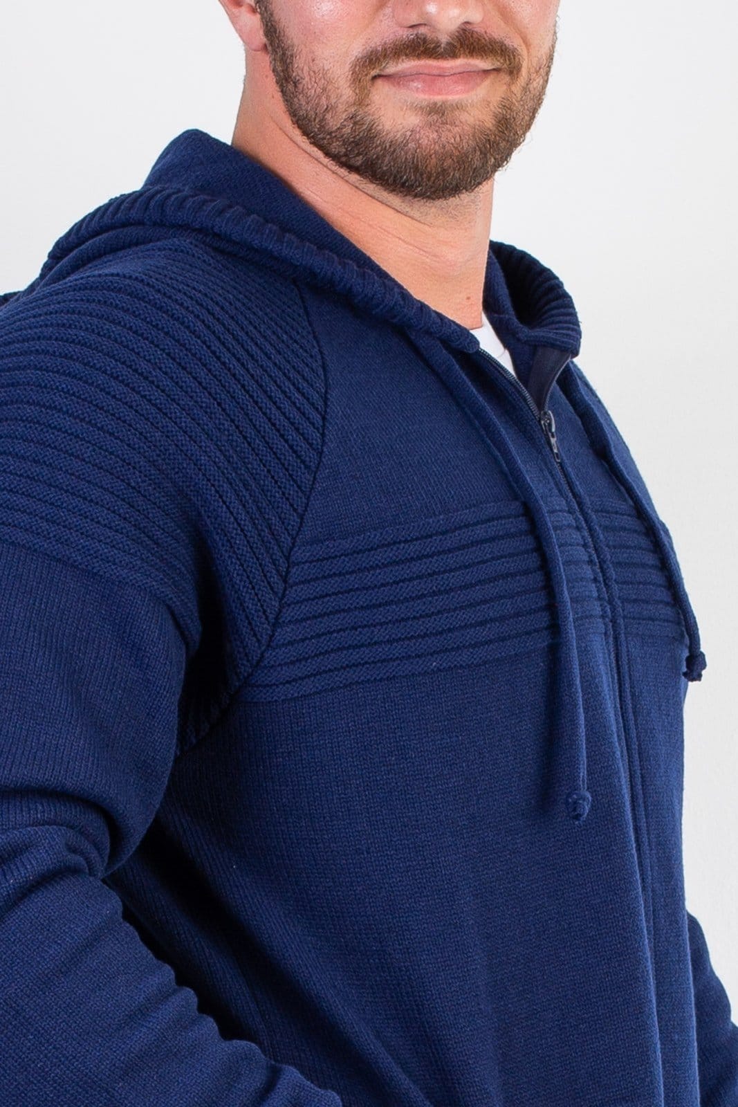 Vista 2 Jaqueta de malha manga raglan 50005 - Azul marinho Enluaze bege azul