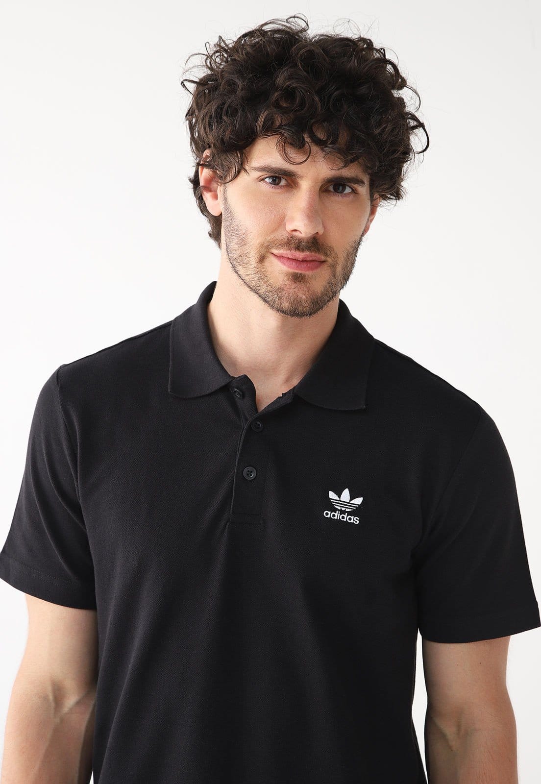 Camisa Polo adidas Originals Reta Trefoil Preta