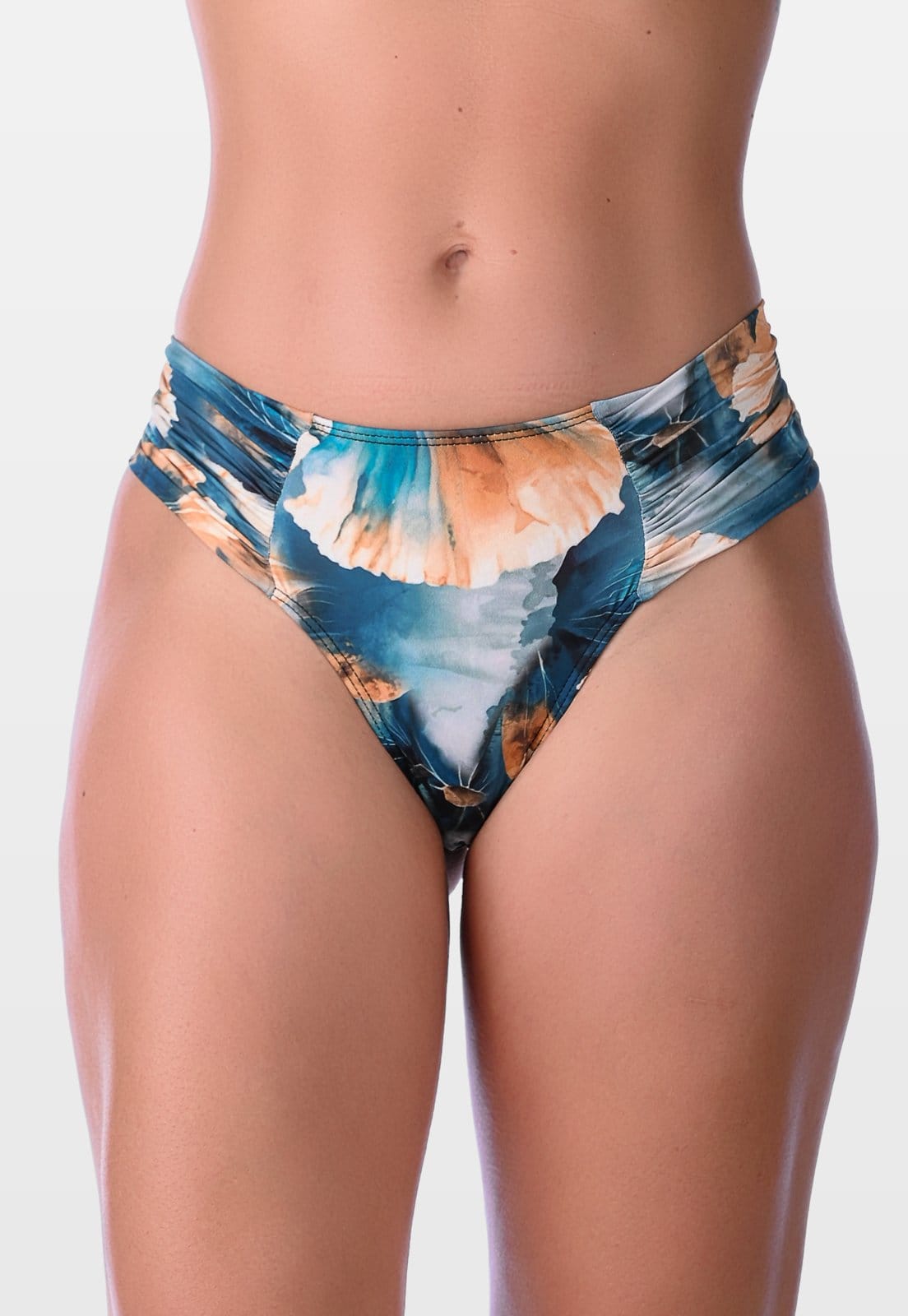 Calcinha de Biquíni Summer Soul Fio Dental Duplo Franzido Lateral Floral