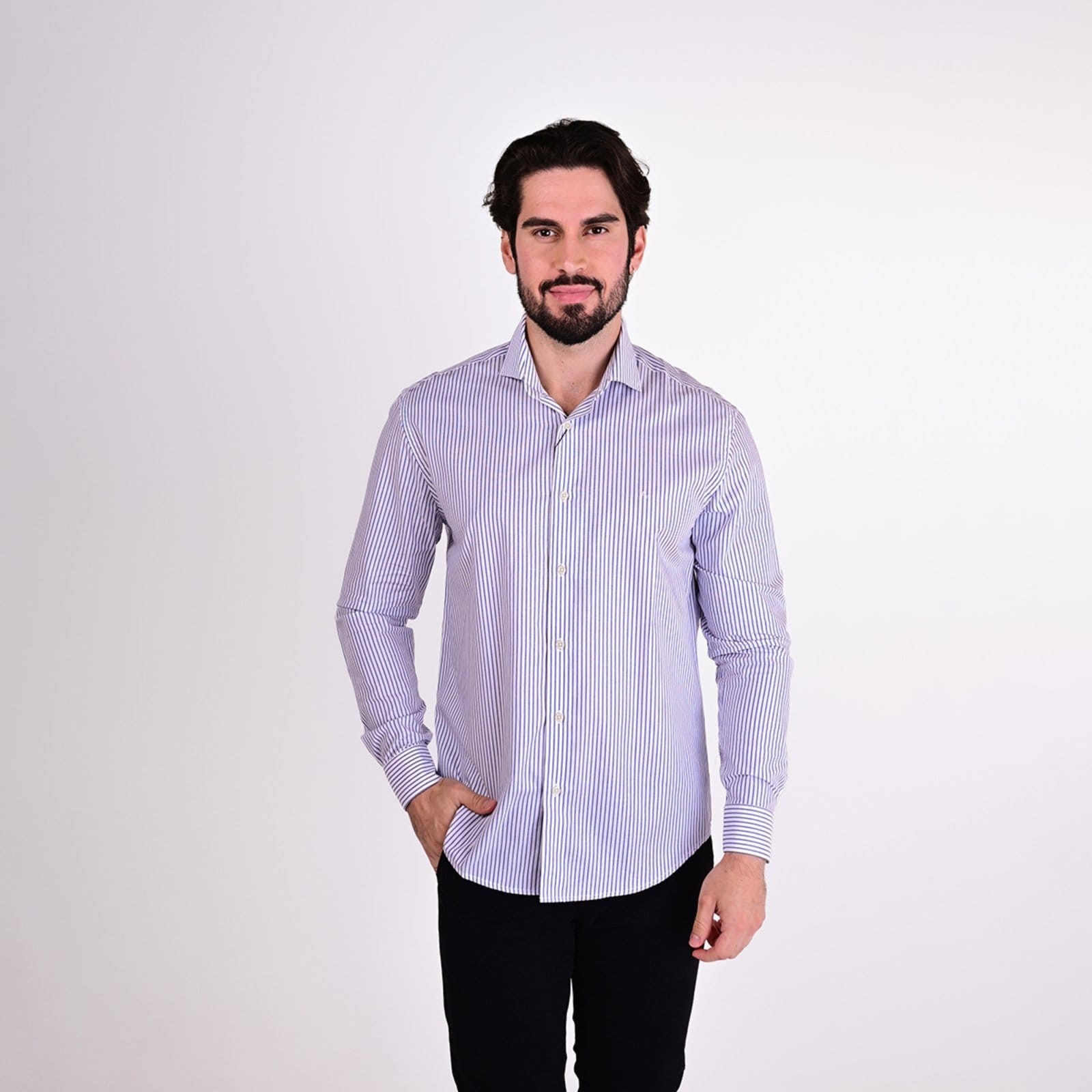 Camisa Aramis Slim Listras Branco/Azul