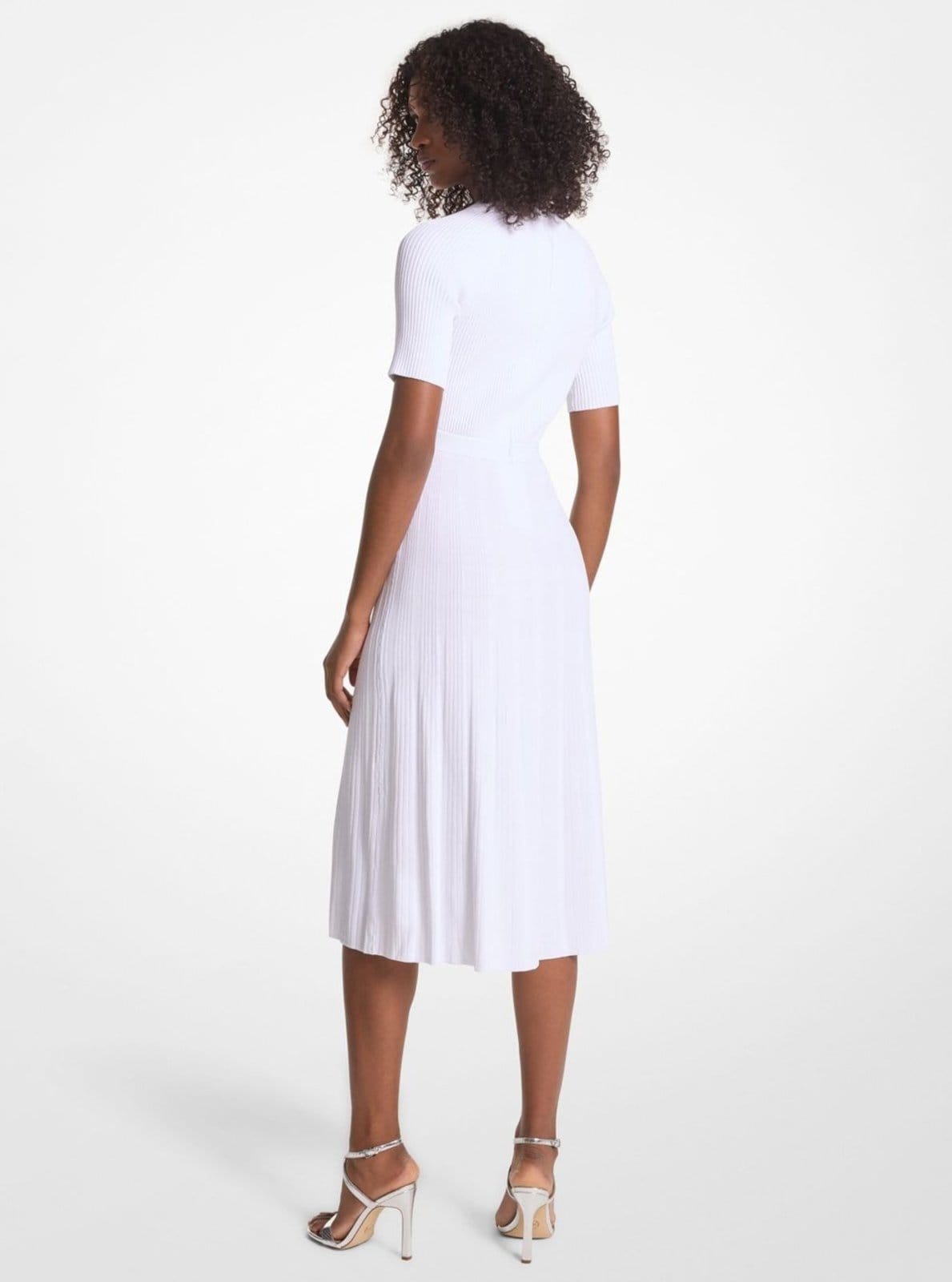 Vista 2 Vestido Midi De Tricô Com Botões Ms480u033d100 Michael Kors branco
