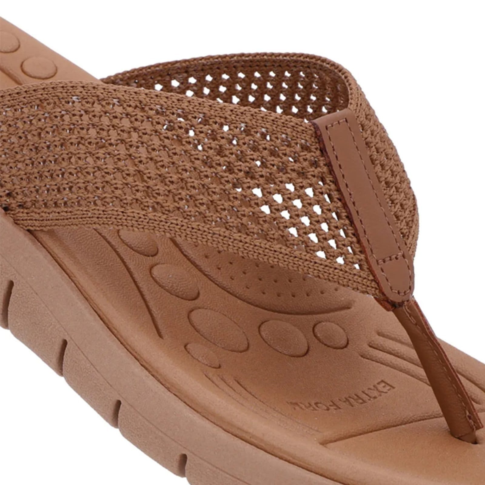 Vista 2 Chinelo Usaflex Salto Rasteiro Tricot Confortável Caramelo-006 Usaflex multicolorido