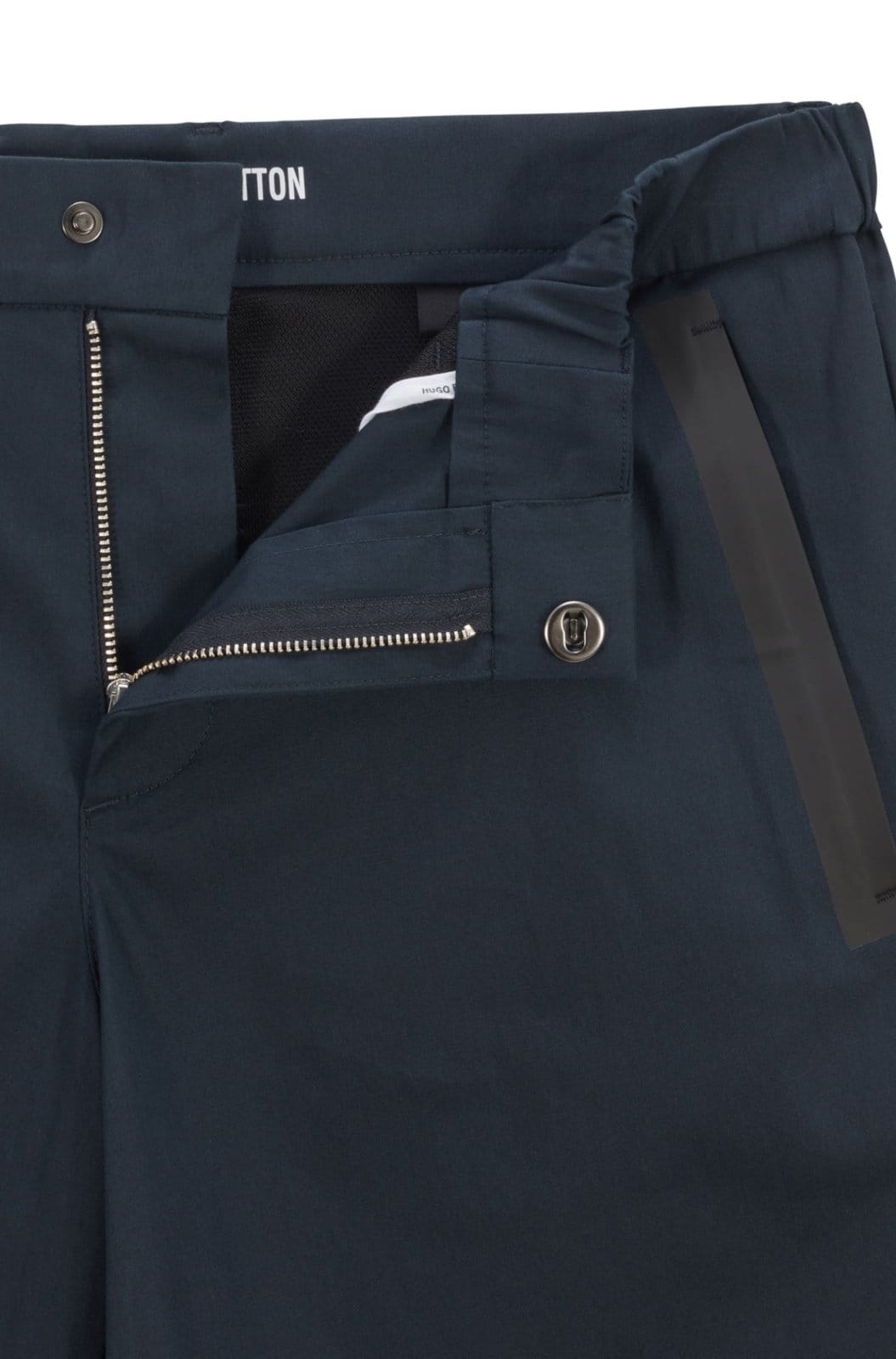 Vista 2 Shorts Slim Fit Em Tecido Maquinetado De Mescla De Algodão Boss azul marinho