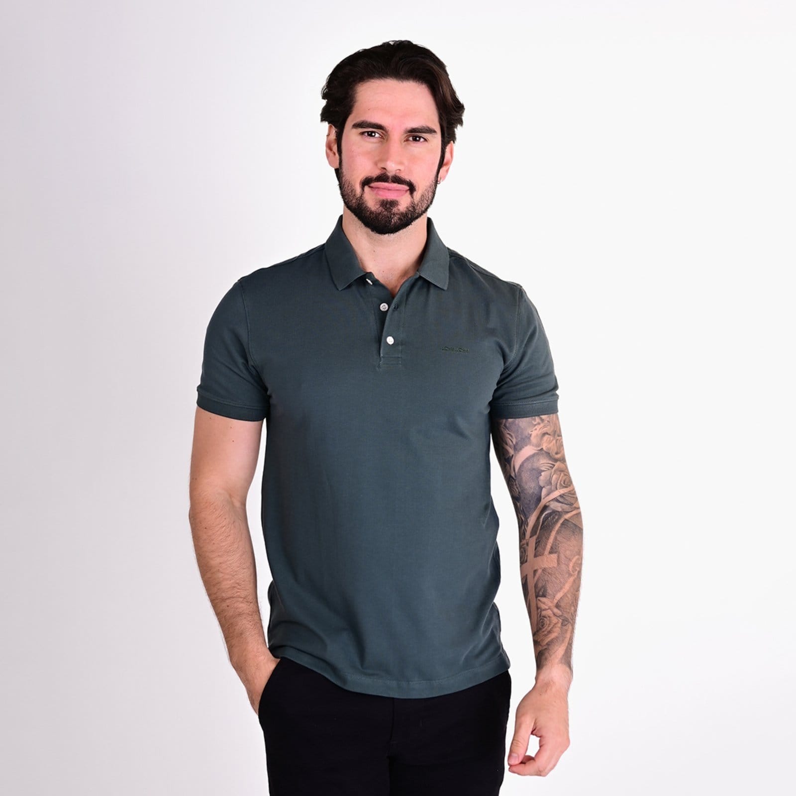 Camisa Polo John John Logo Verde Escuro