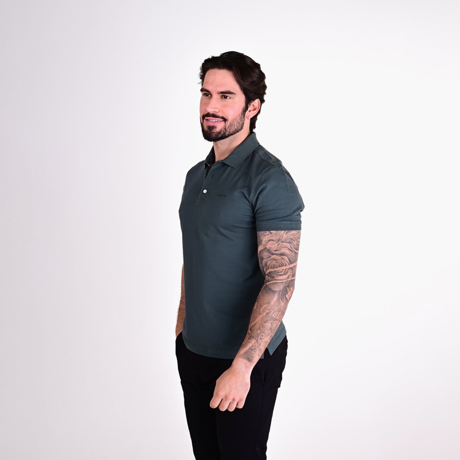 Vista 2 Camisa Polo John John Logo Verde Escuro Jonh John verde militar