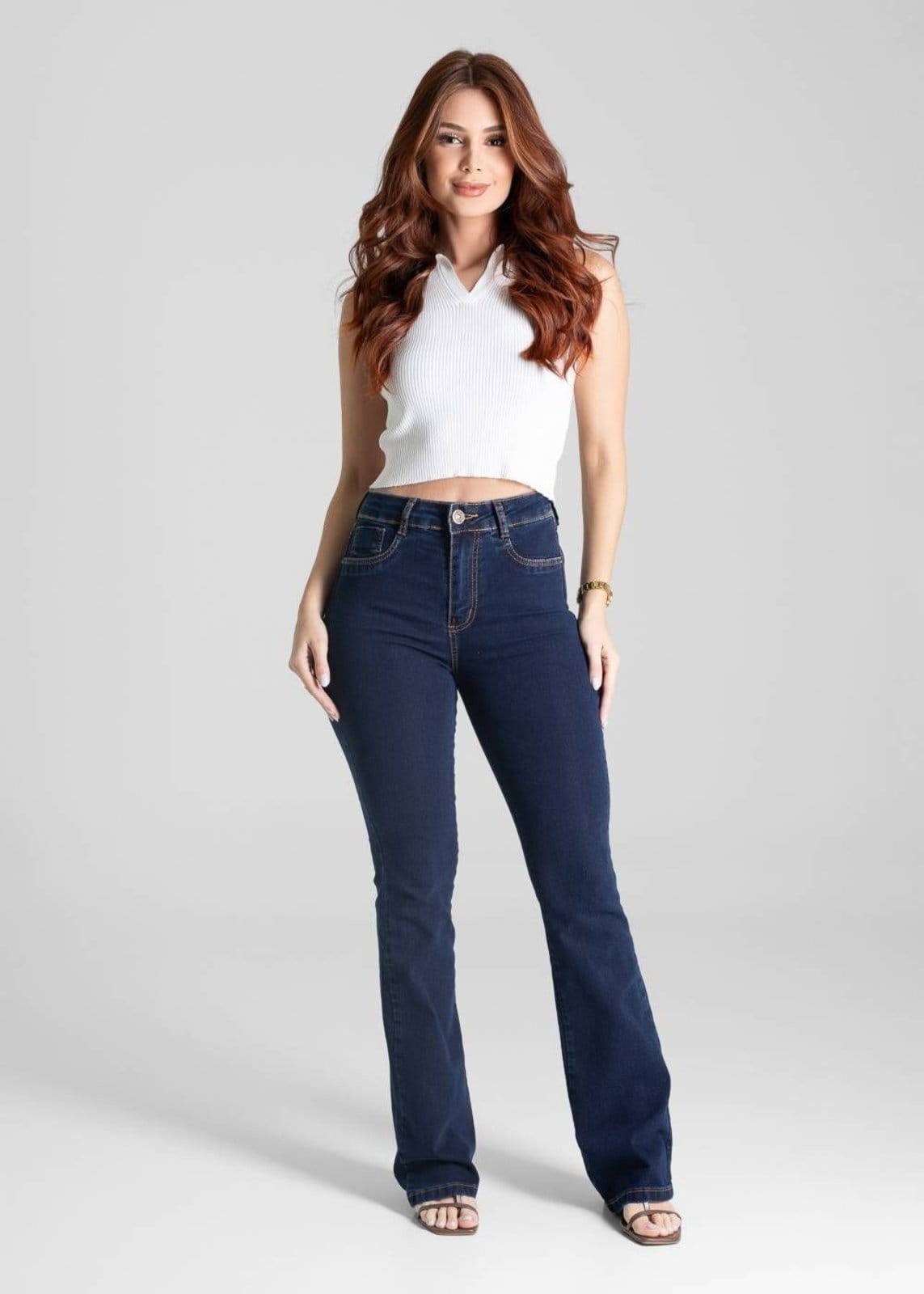 Vista 2 Calça Jeans Sawary Super Lipo Boot Cut - 281415 Sawary azul