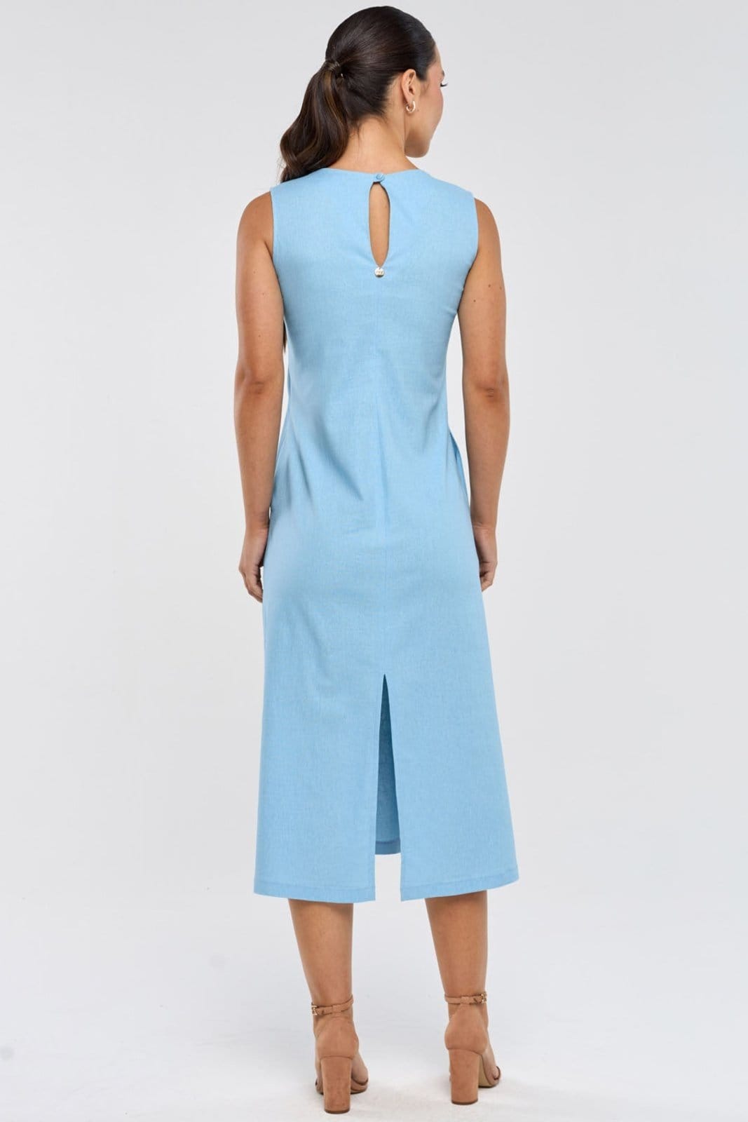 Vestido Midi PKS Com Bolsos Linho