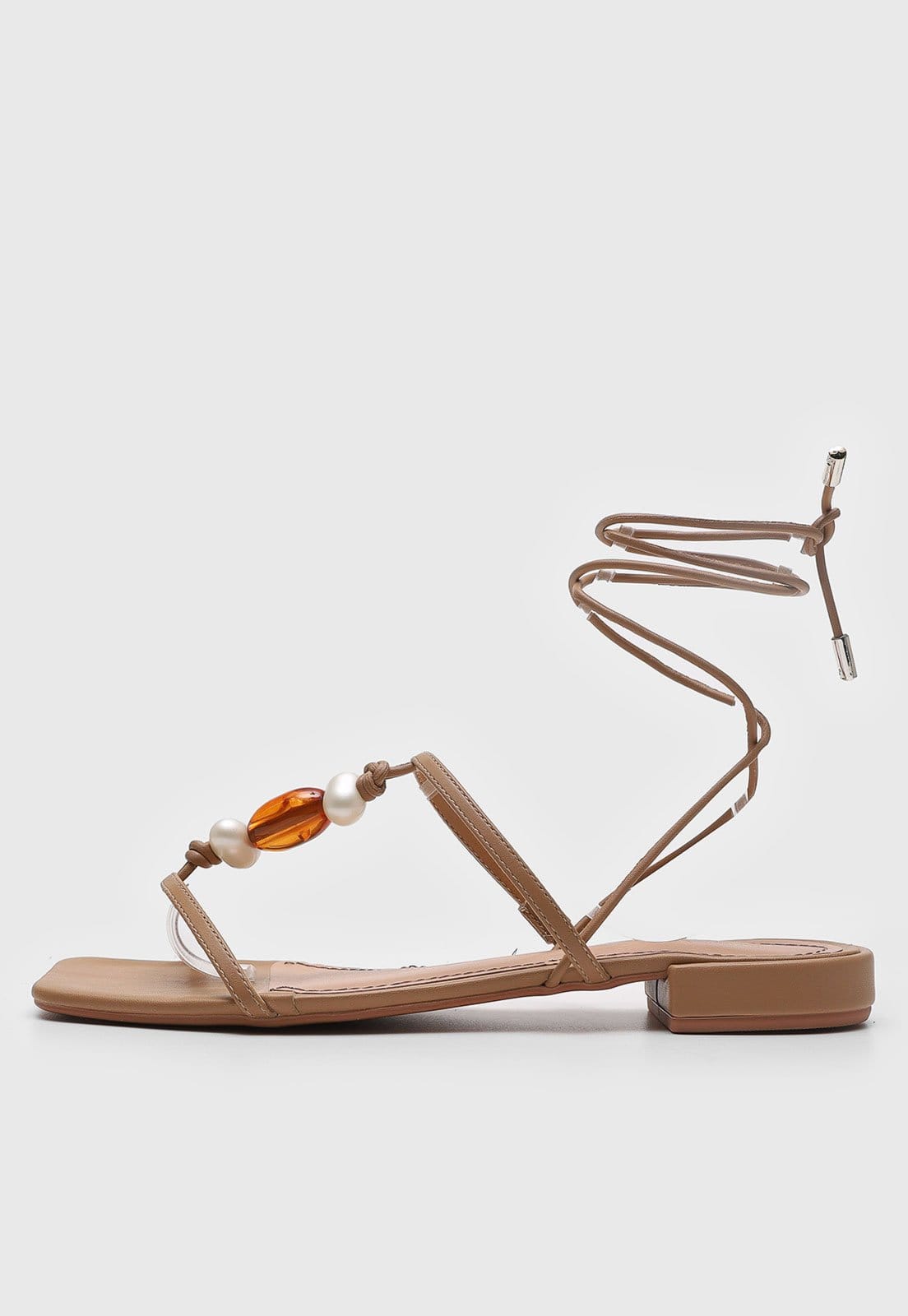 Rasteira Feminina Santa Lolla Com Amarração Pérolas