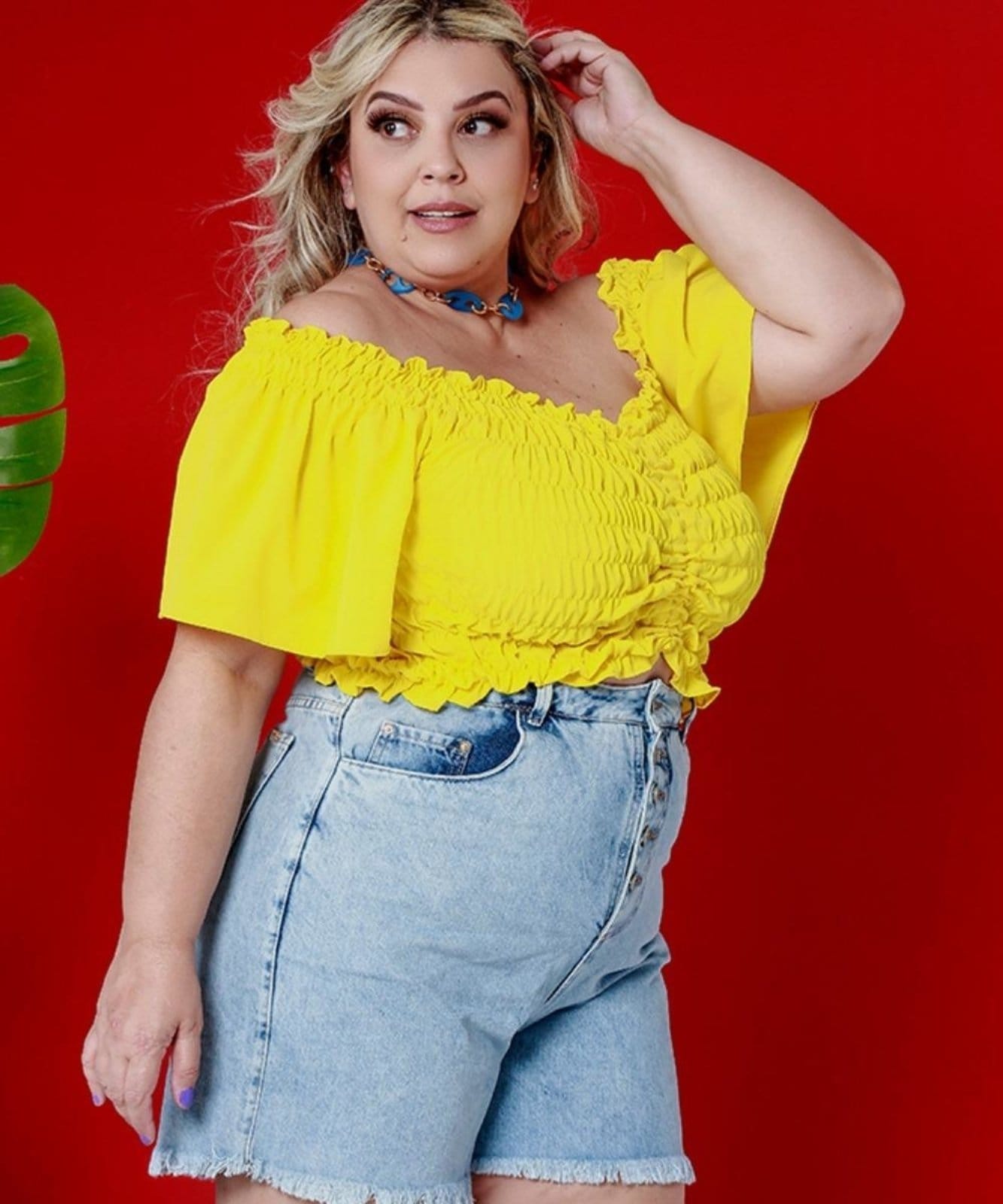 Vista 2 Shorts Feminino Jeans Plus Boyfriend Razon Jeans multicolorido