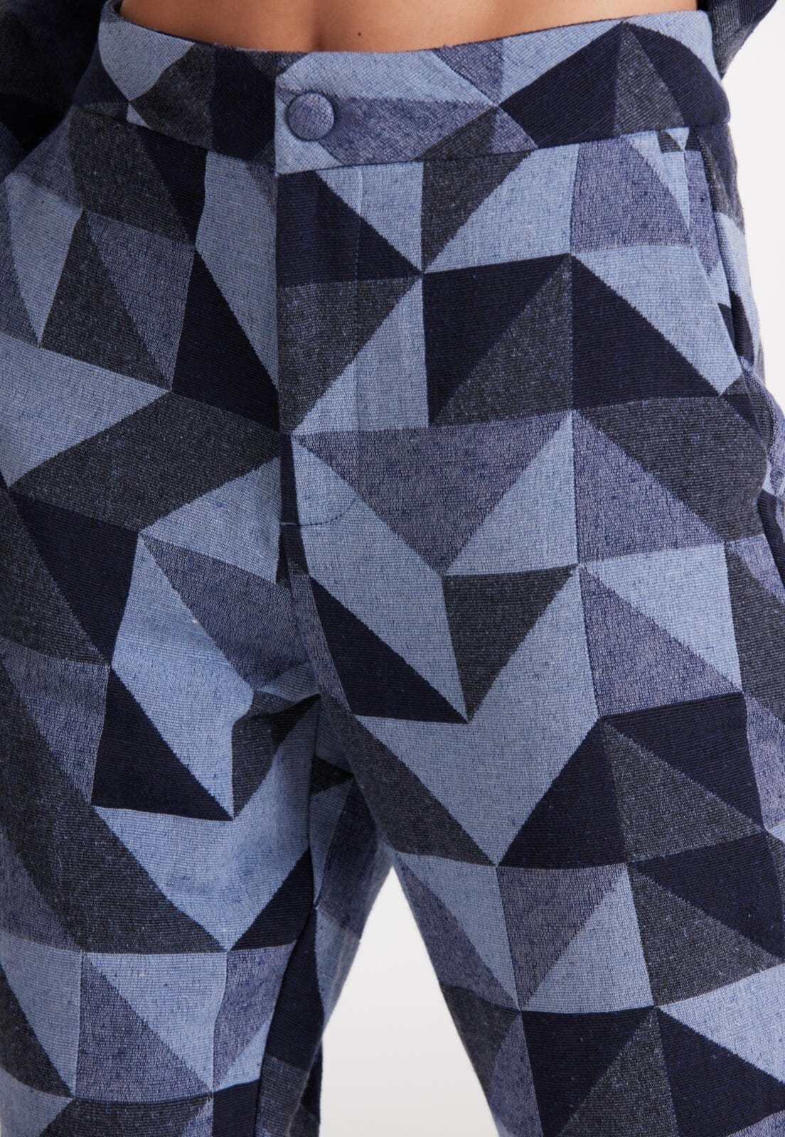 Vista 2 Calça Alfaiataria Geométrica Traymon Mescla Traymon azul