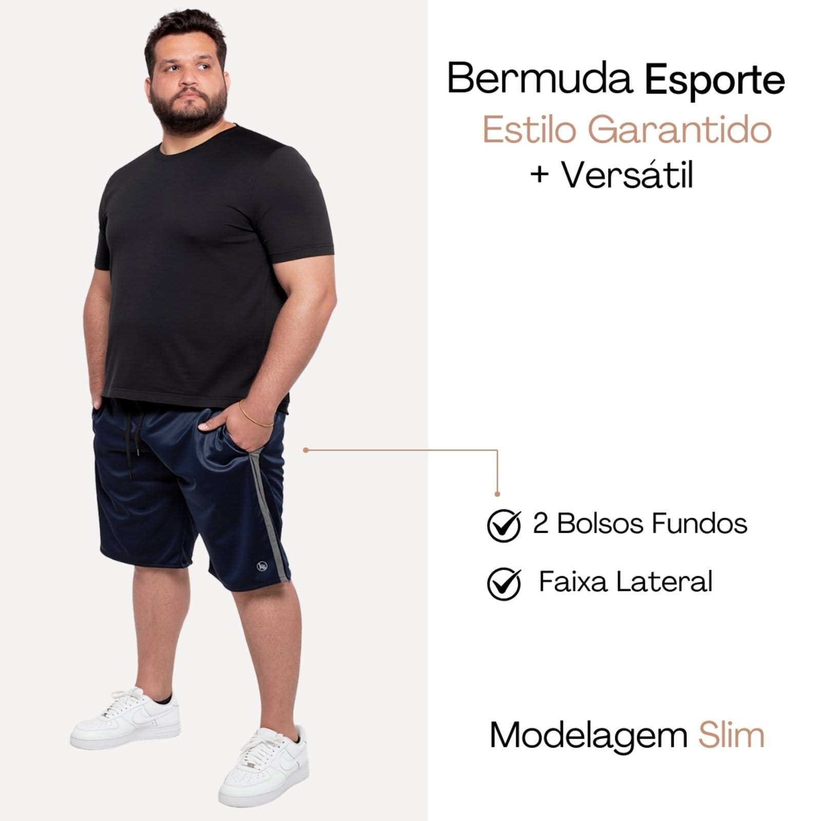 Bermuda Plus Size Masculina Esporte Short Helanca Premium Treino Academia