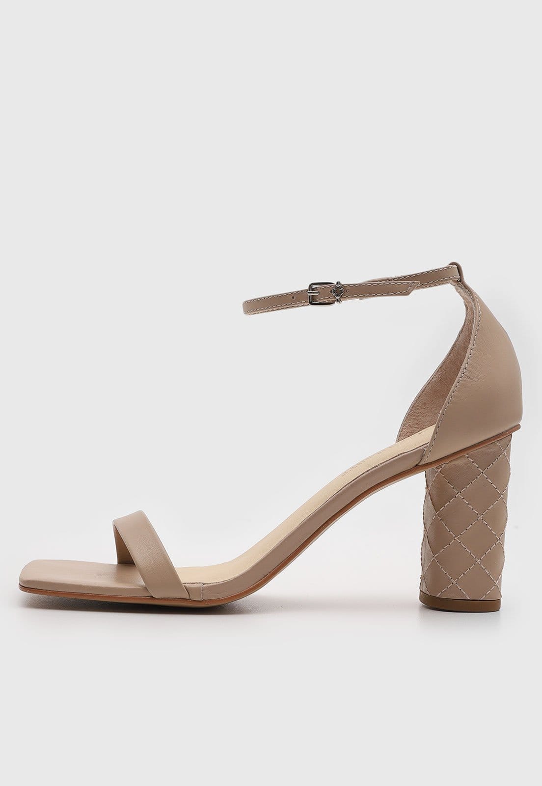 Vista principal Sandália Feminina Capodarte Salto Médio Bloco Matelassê Capodarte nude