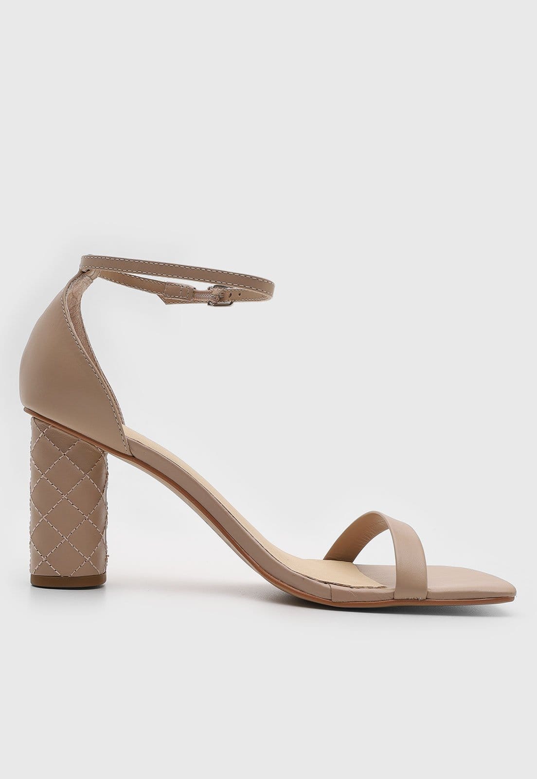 Vista 2 Sandália Feminina Capodarte Salto Médio Bloco Matelassê Capodarte nude