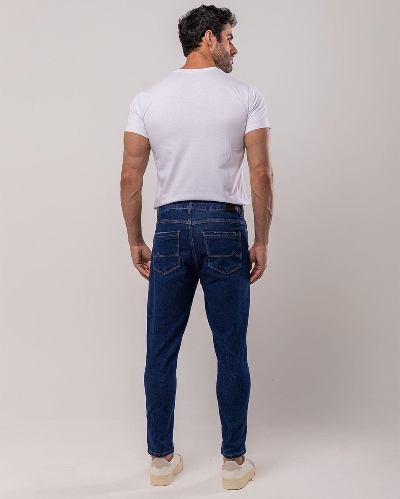 Vista 2 Calça Jeans Slim Fit Masculina Premium Cano Curto 24567 Amaciado Consciência azul